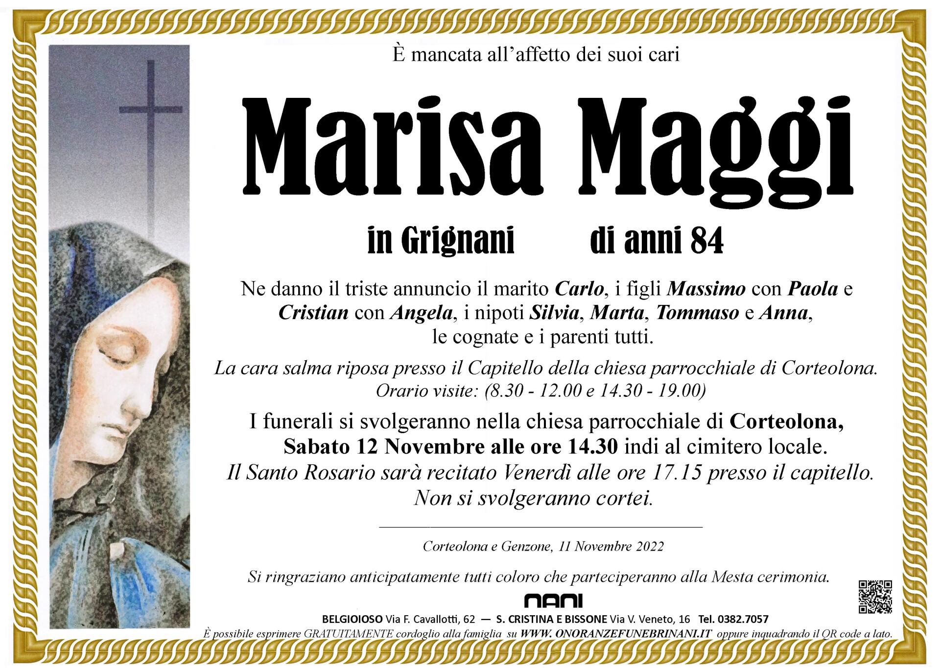 necrologio Marisa Maggi