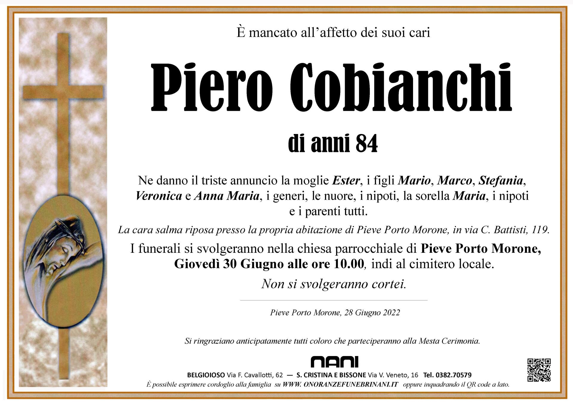 necrologio Piero Cobianchi