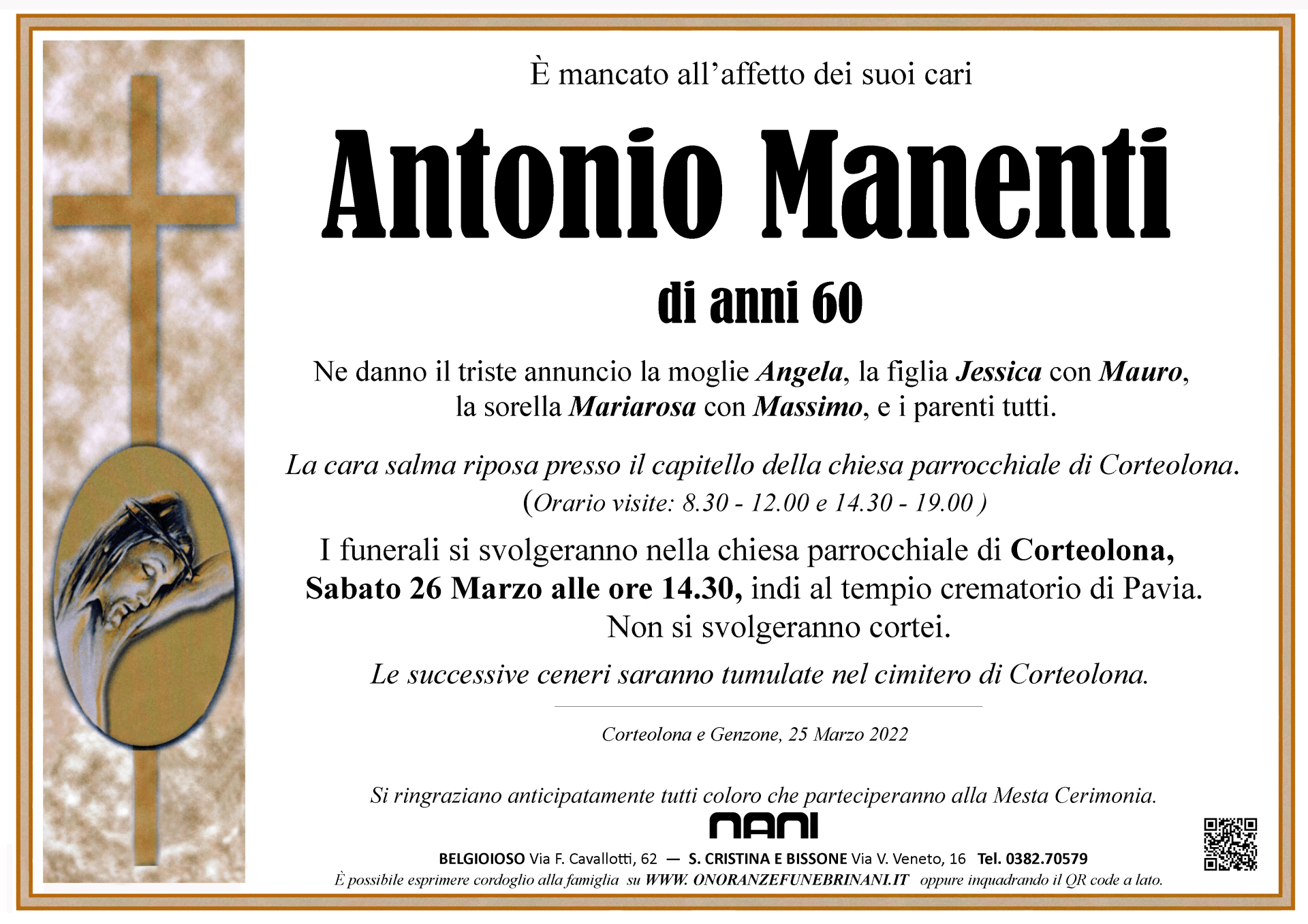 necrologio Antonio Manenti