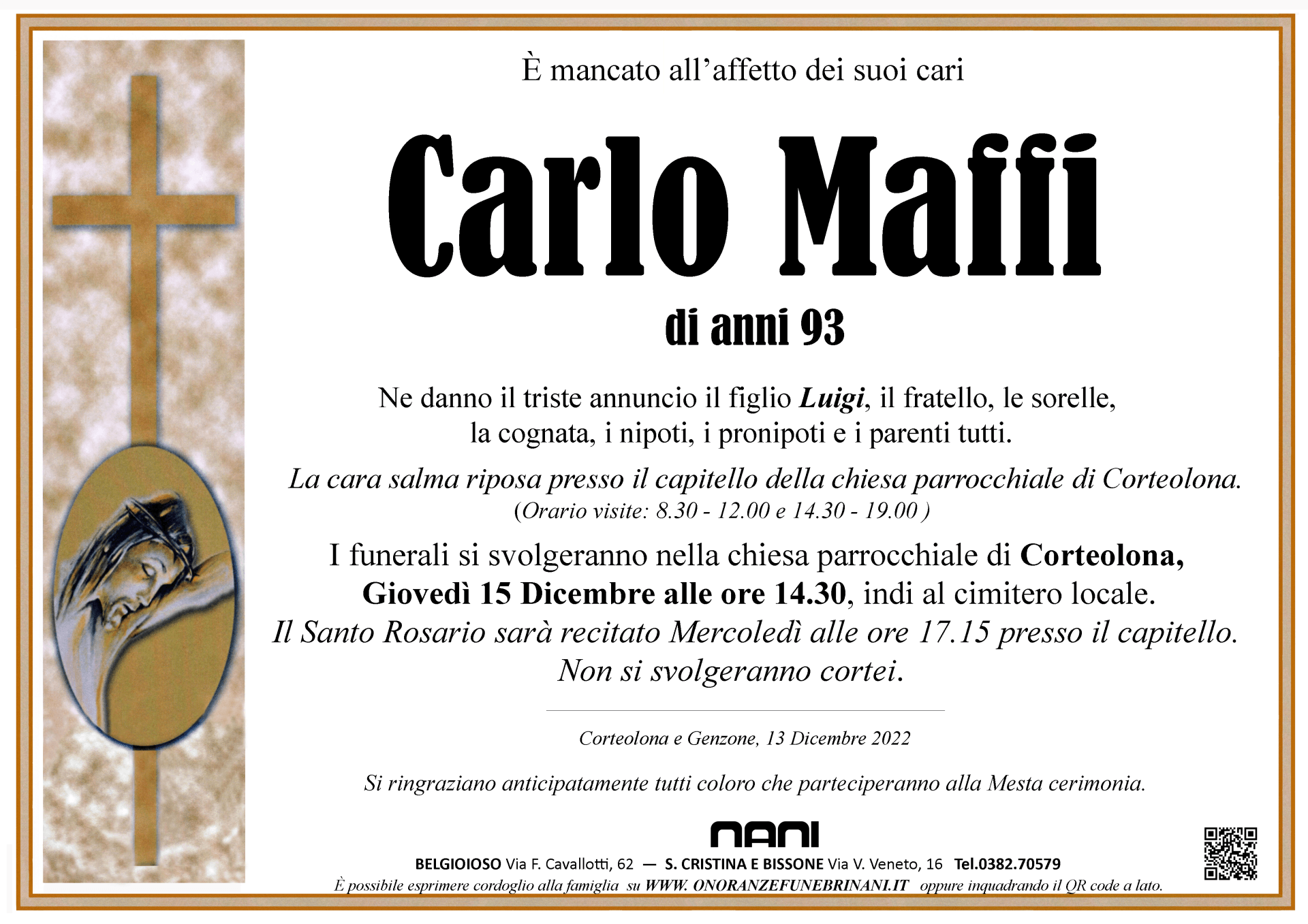 necrologio Carlo Maffi