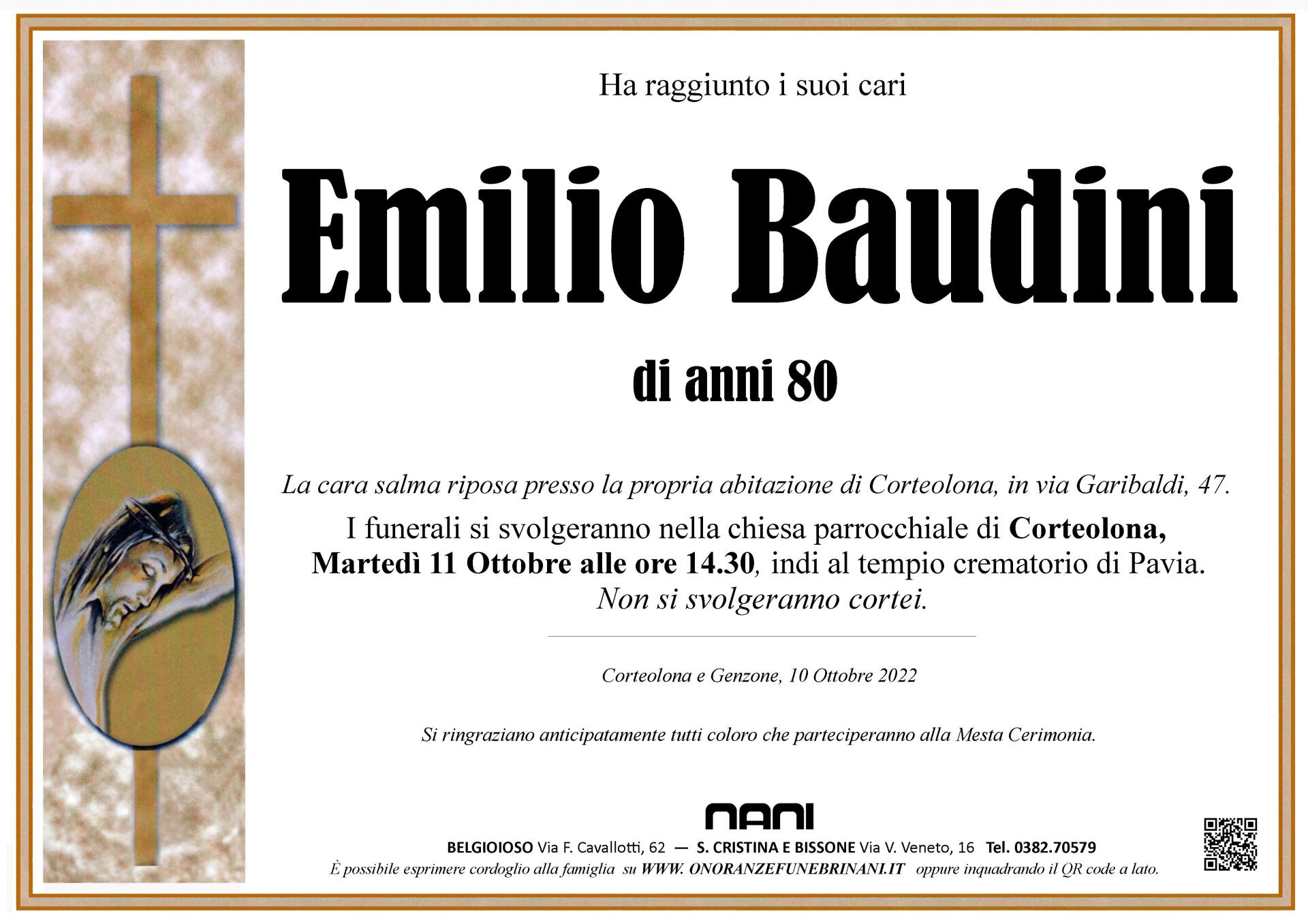 necrologio Emilio Baudini