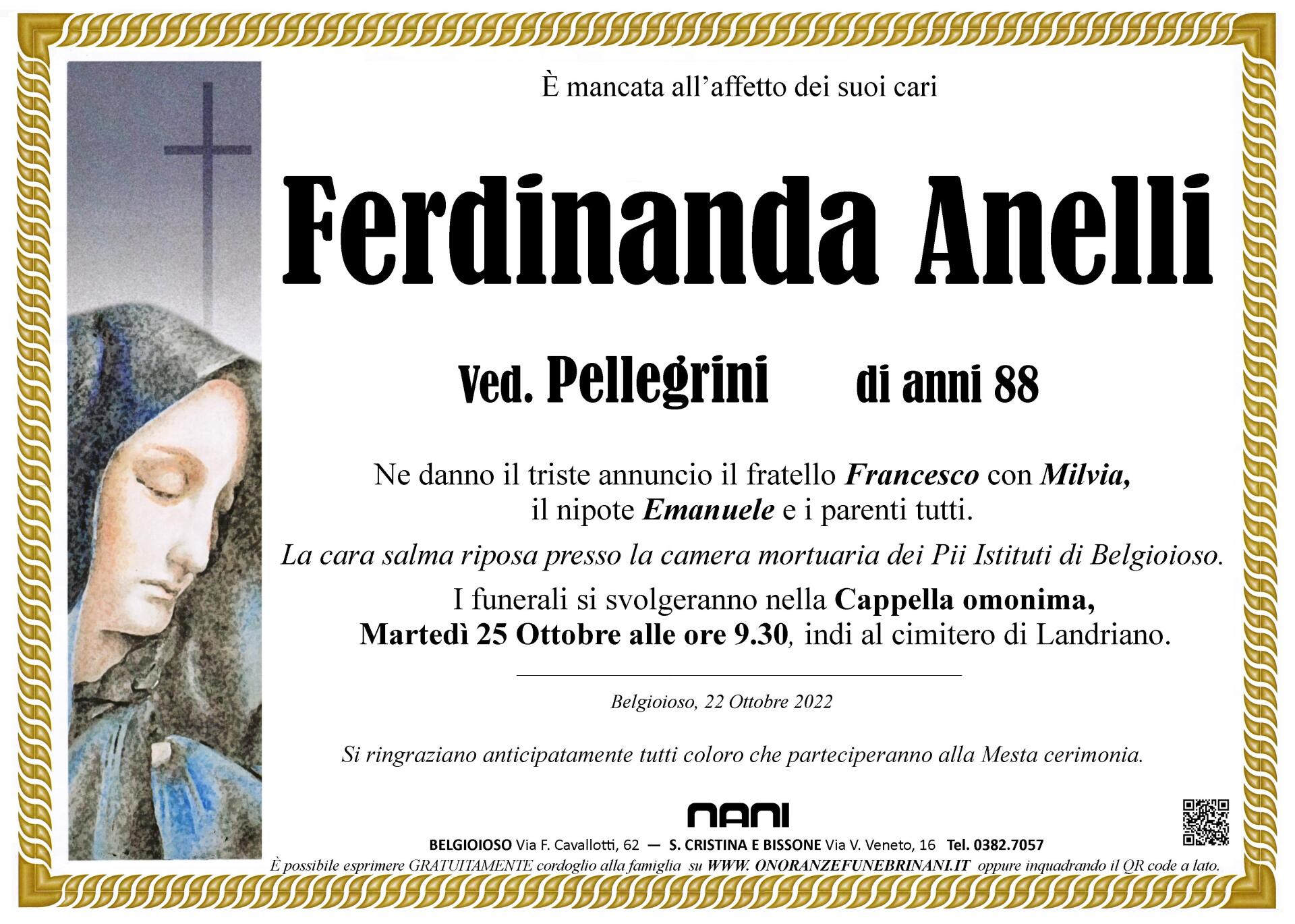 necrologio Ferdinanda Anelli