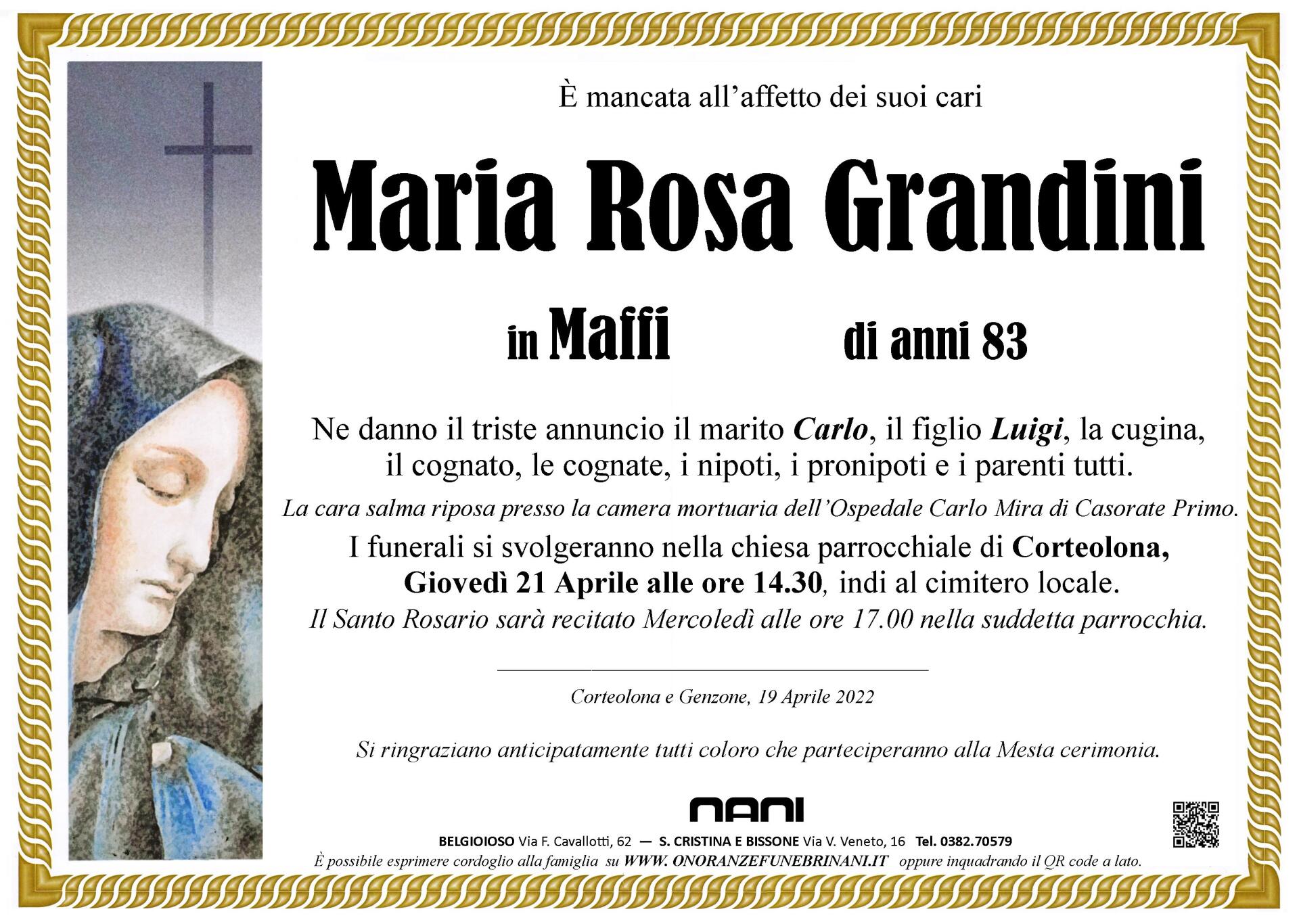 necrologio Maria Rosa Grandini