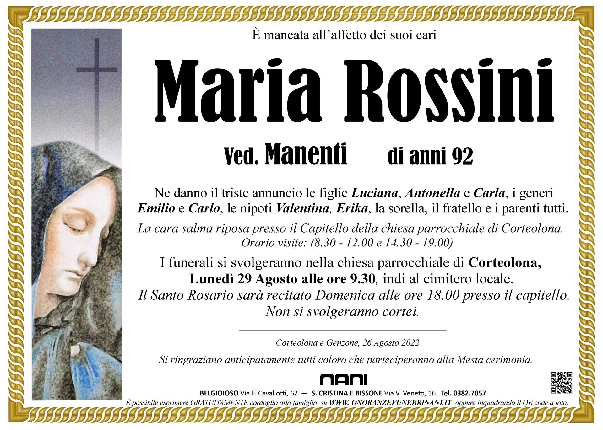 necrologio Maria Rossini