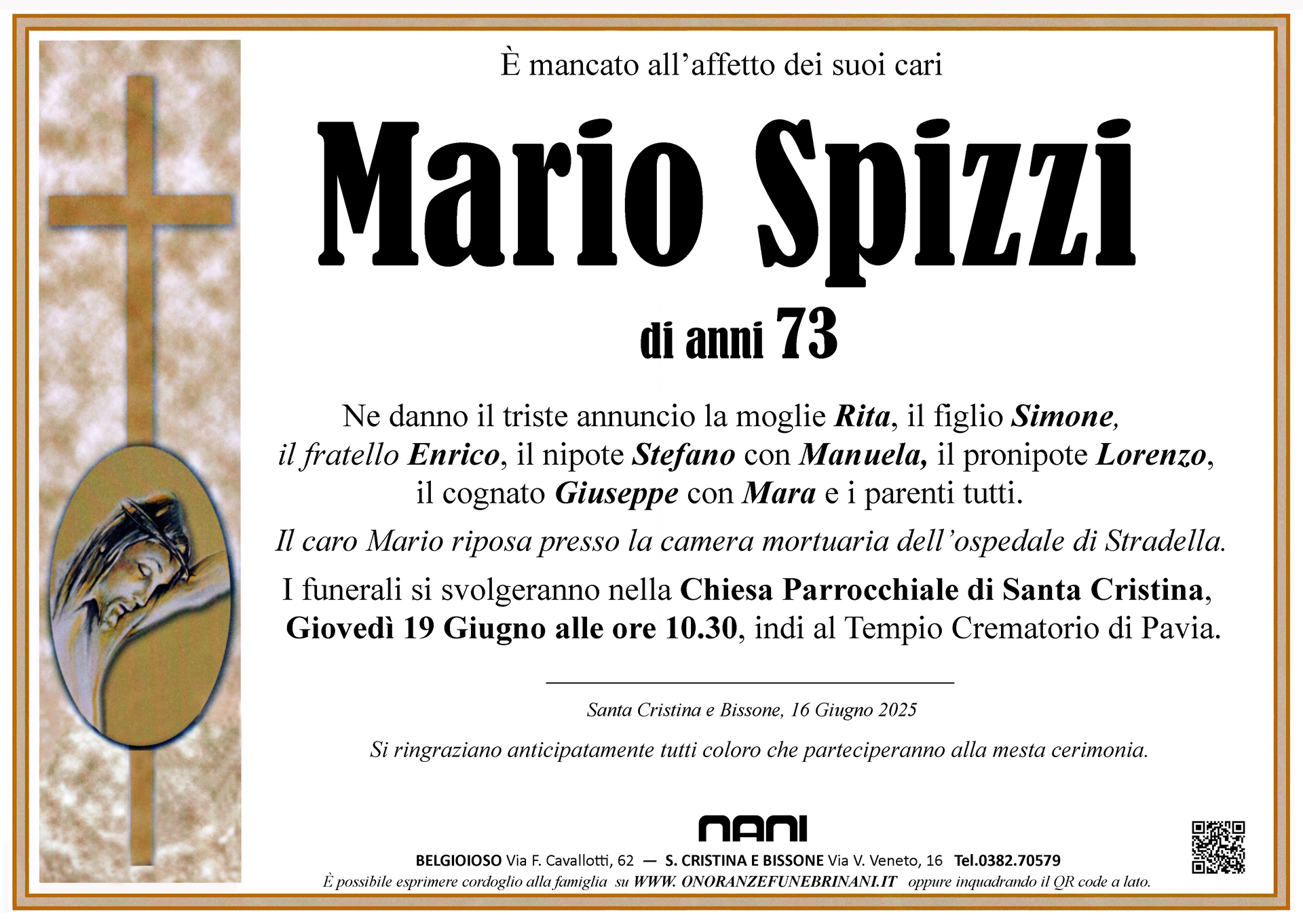 necrologio Mario Spizzi