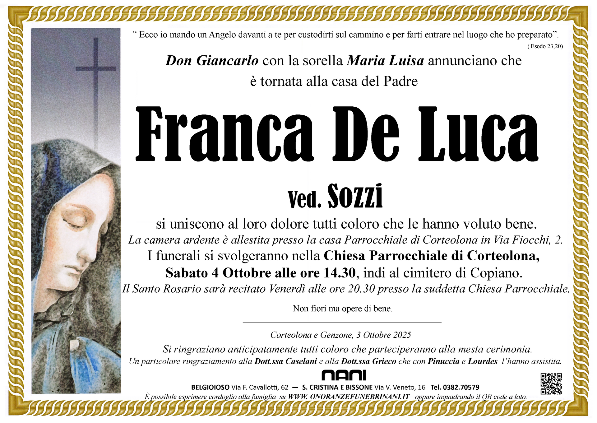 necrologio Franca De Luca