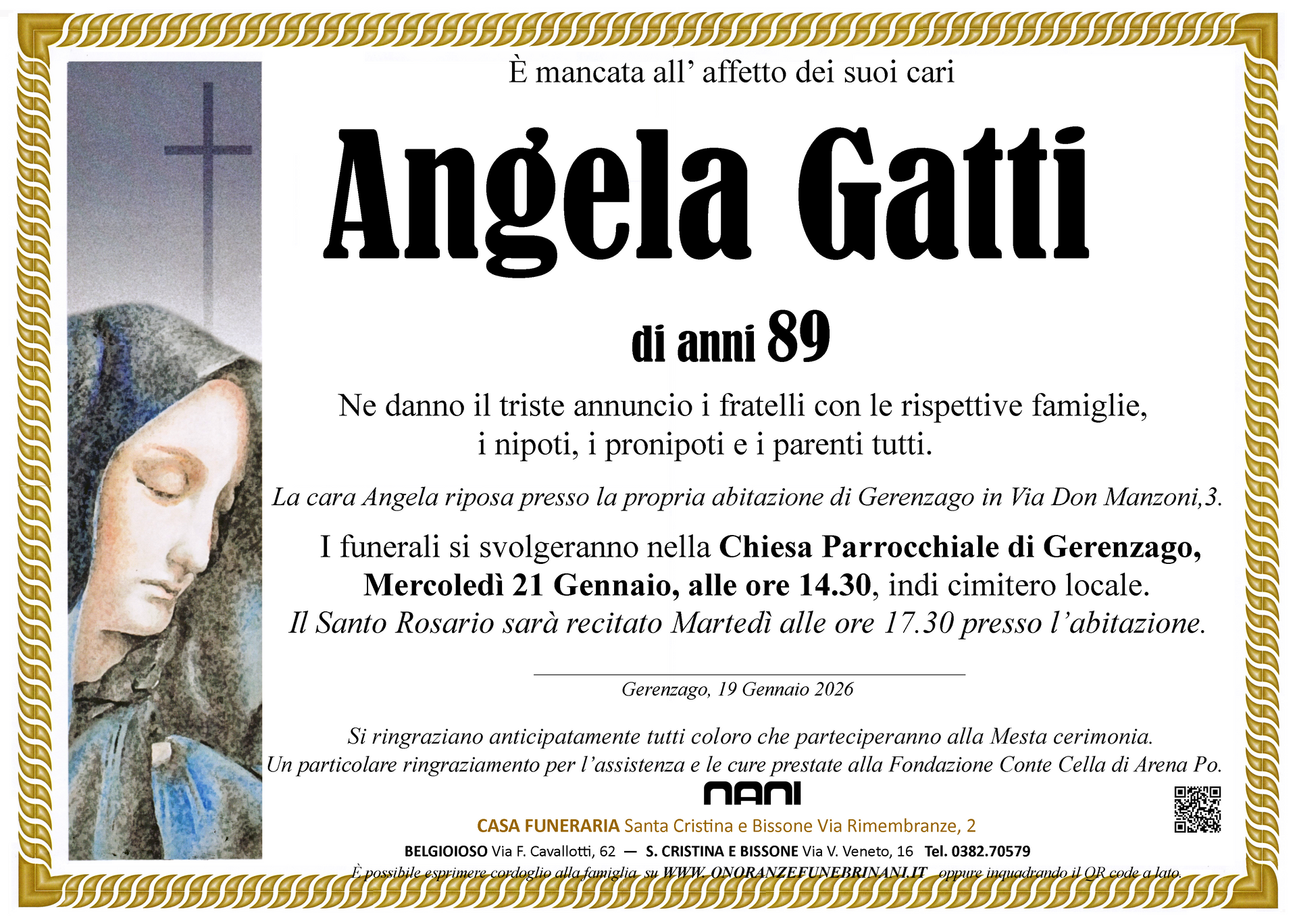 necrologio Angela Gatti