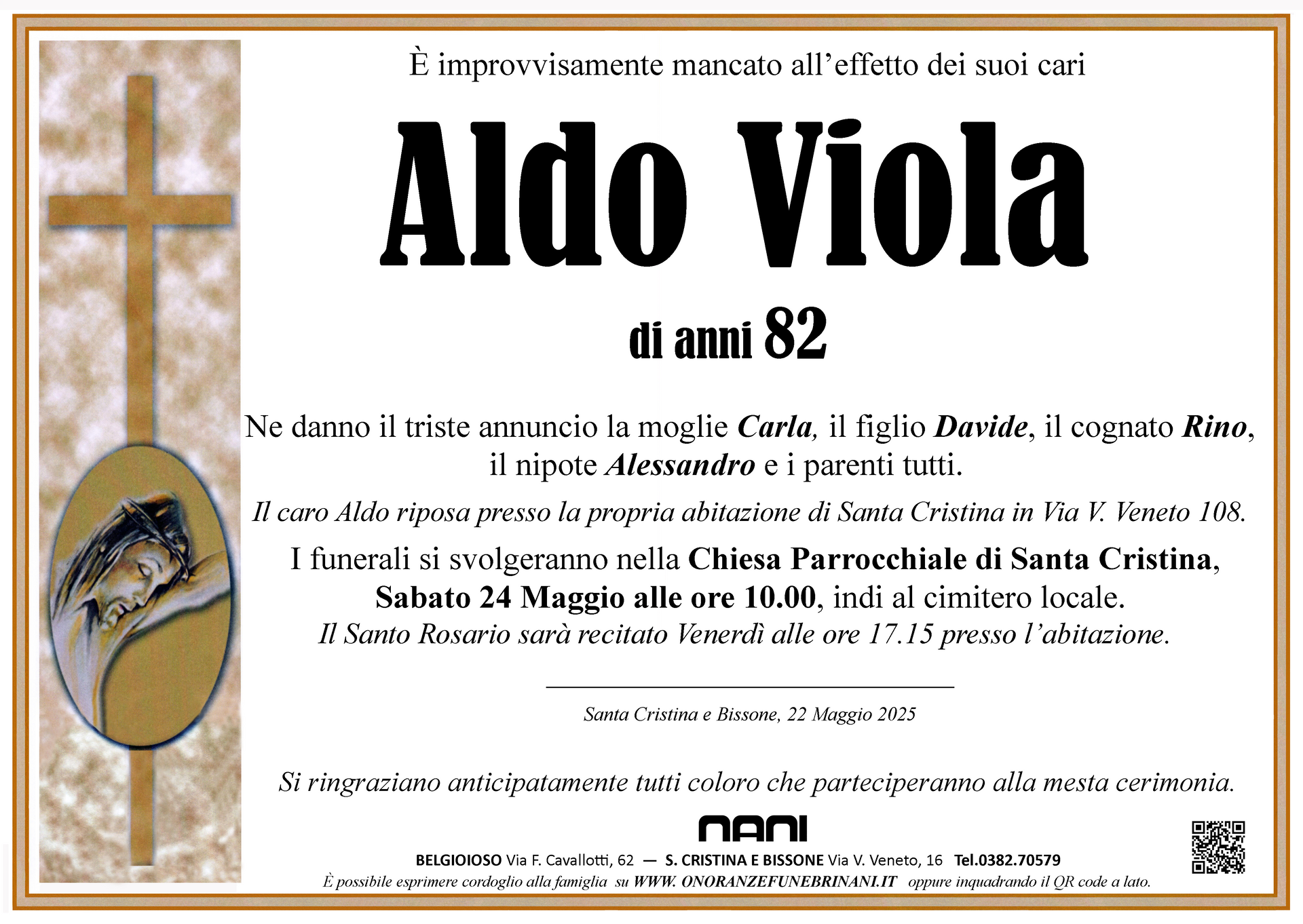 necrologio Aldo Viola