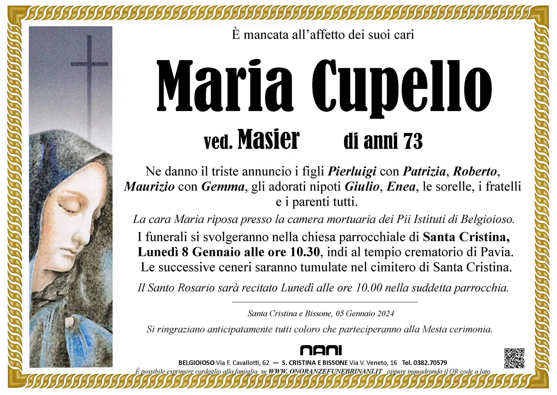 necrologio Maria Cupello