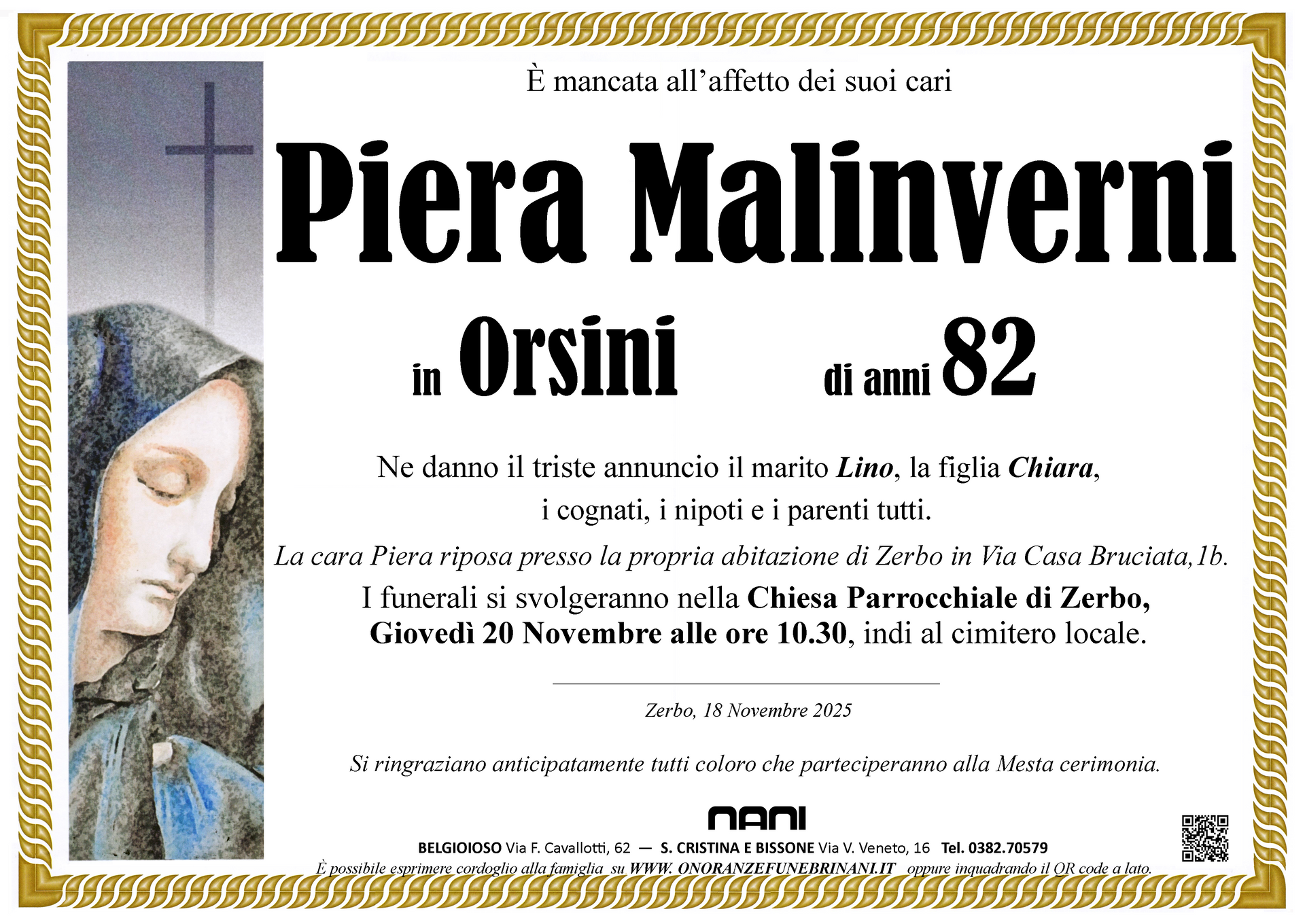 necrologio Piera Malinverni