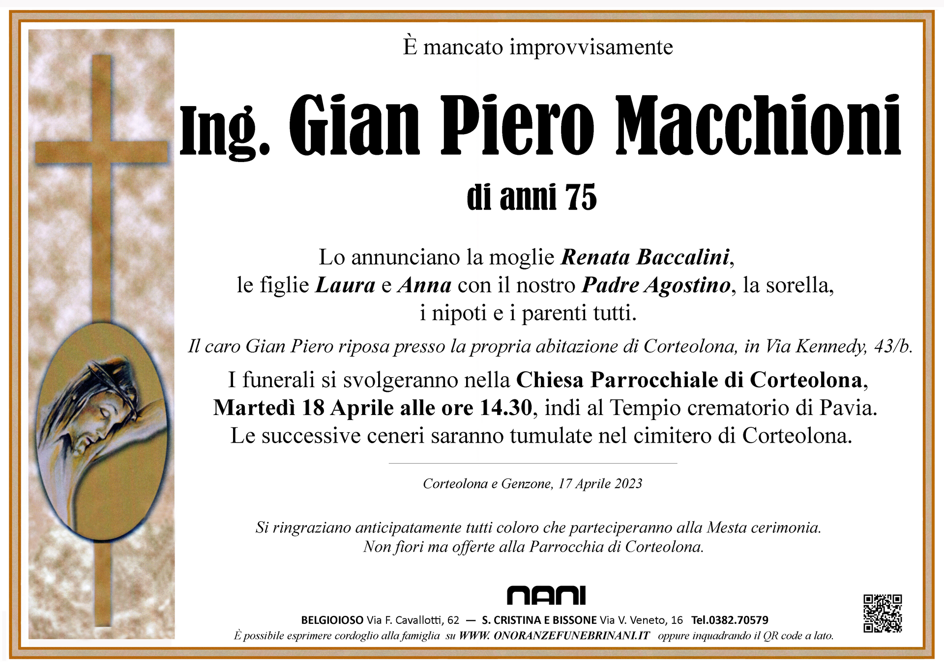 necrologio Ing.Gian Piero Macchioni