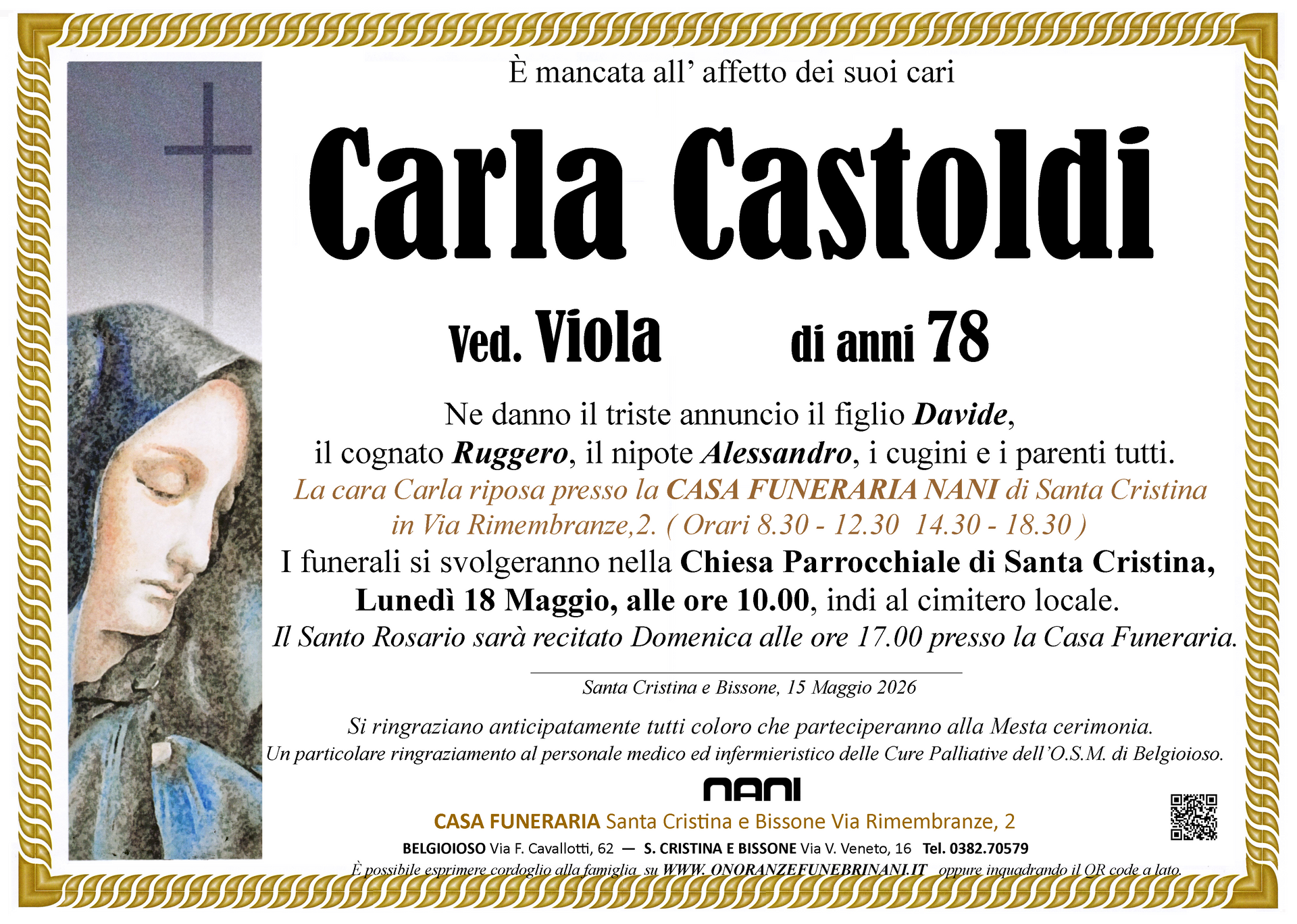 necrologio Carla Castoldi 