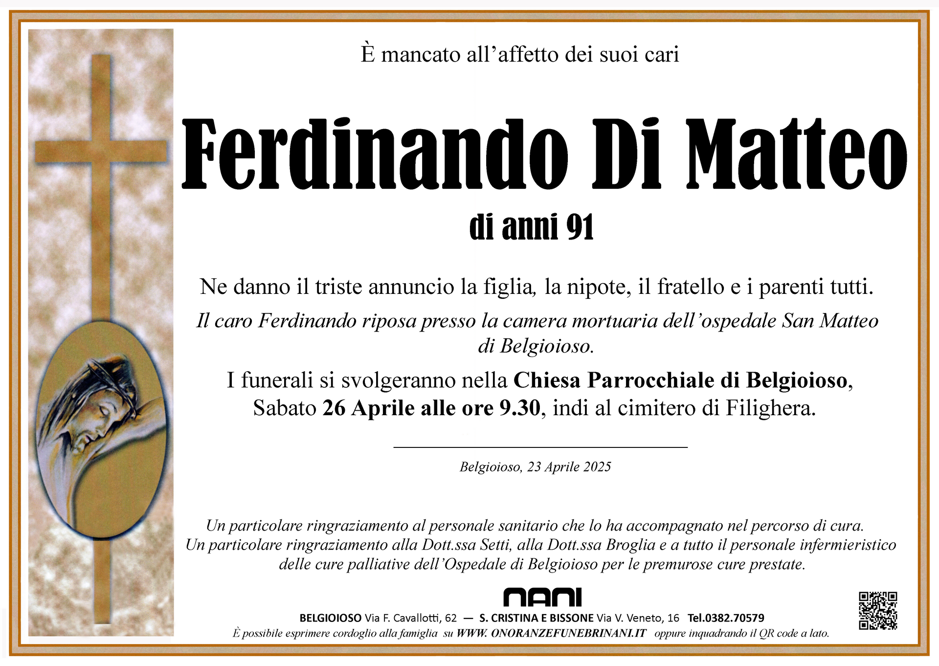 necrologio Ferdinando Di Matteo