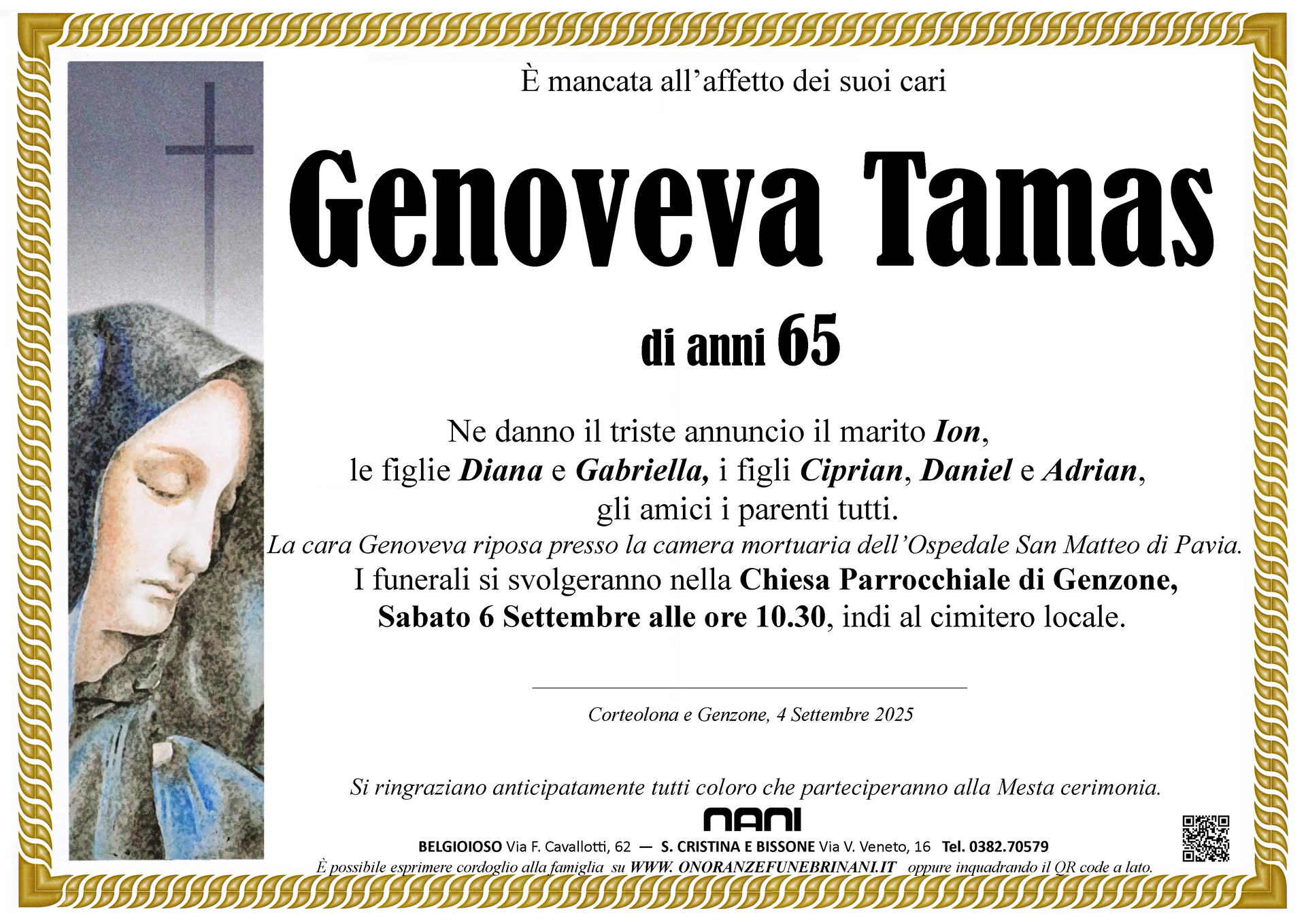 necrologio Genoveva Tamas