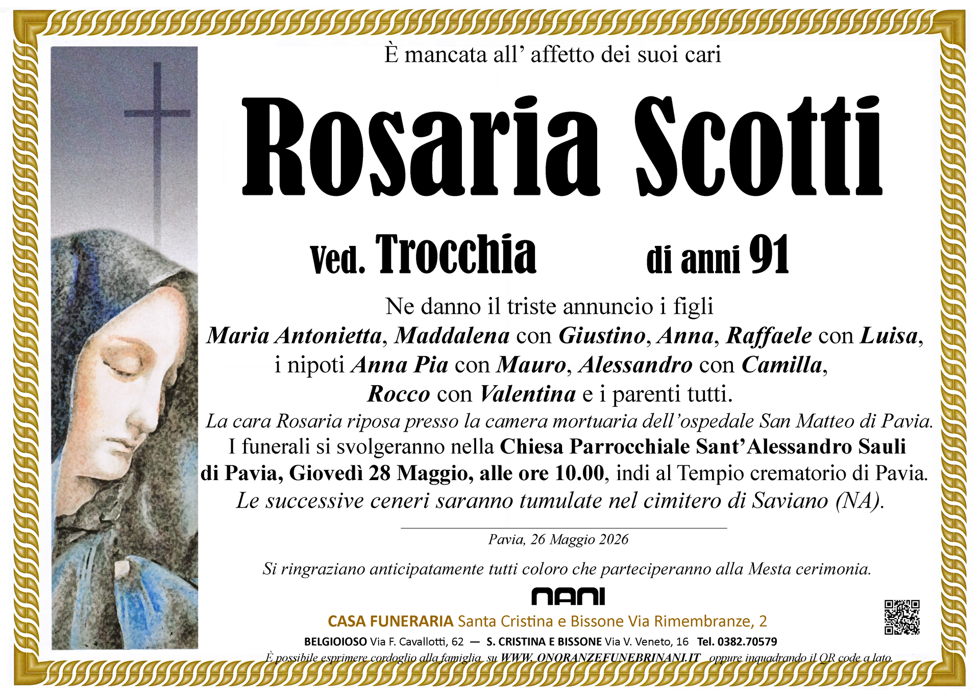 necrologio Rosaria Scotti 