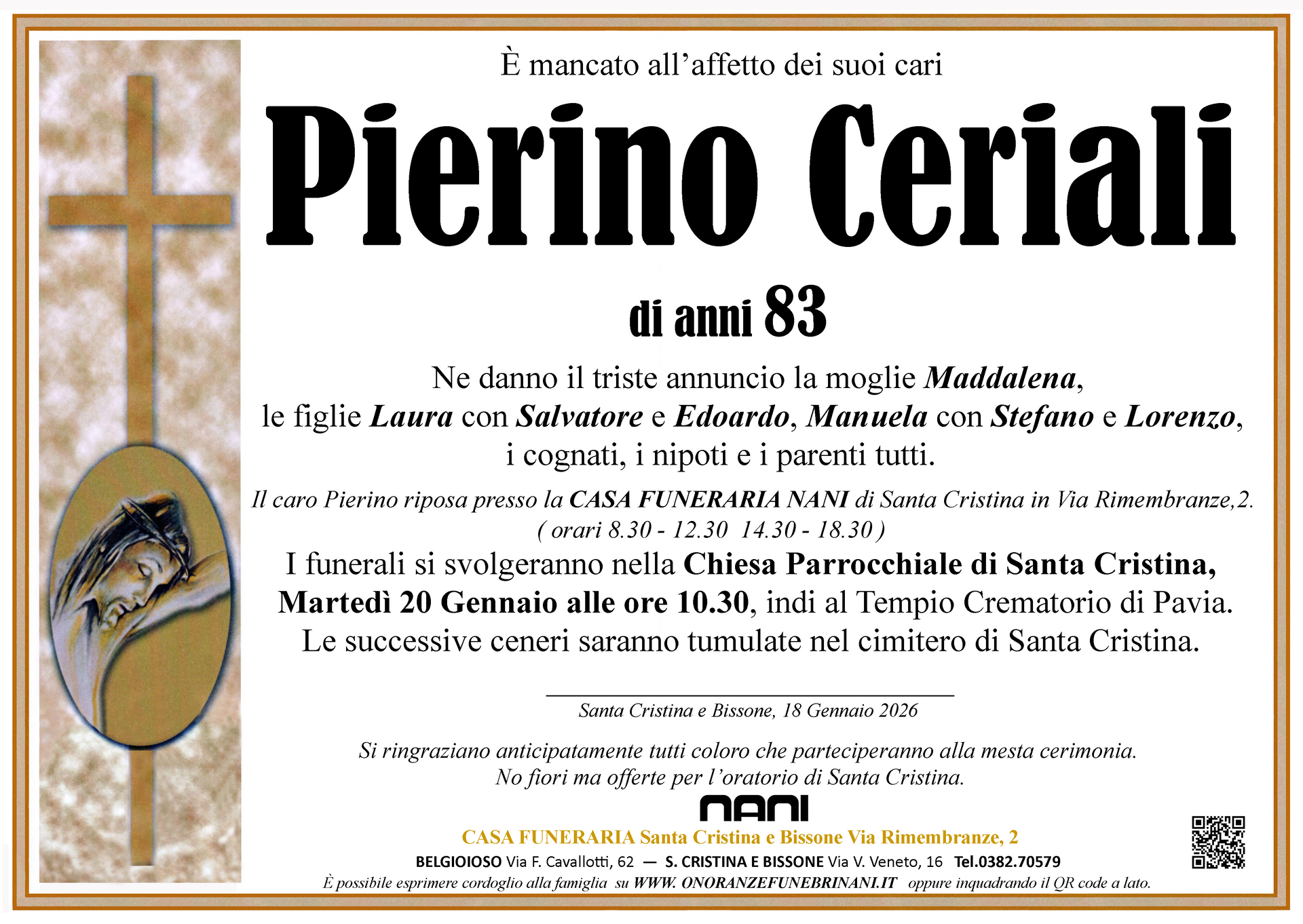 necrologio Pierino Ceriali