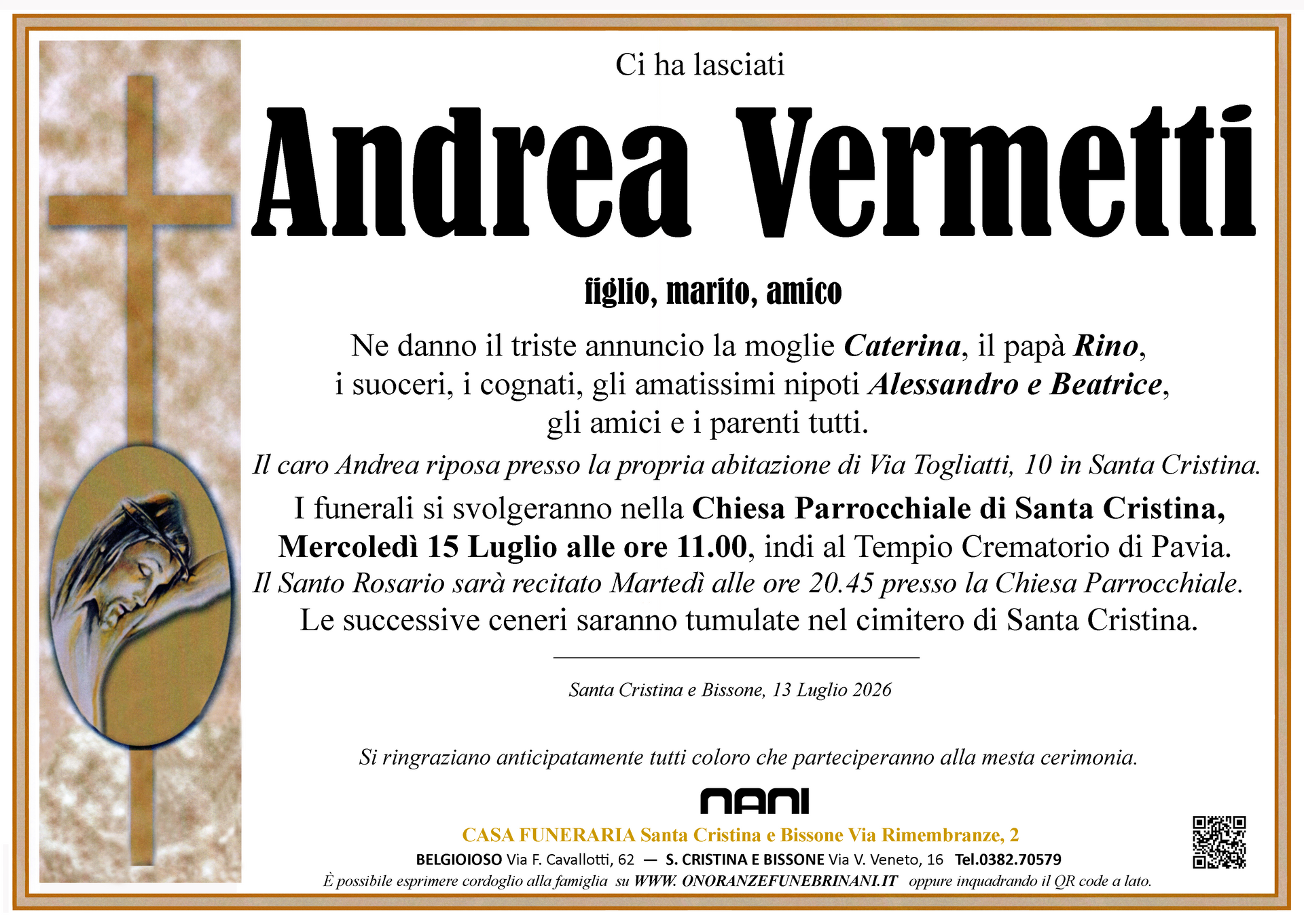 necrologio Andrea Vermetti            