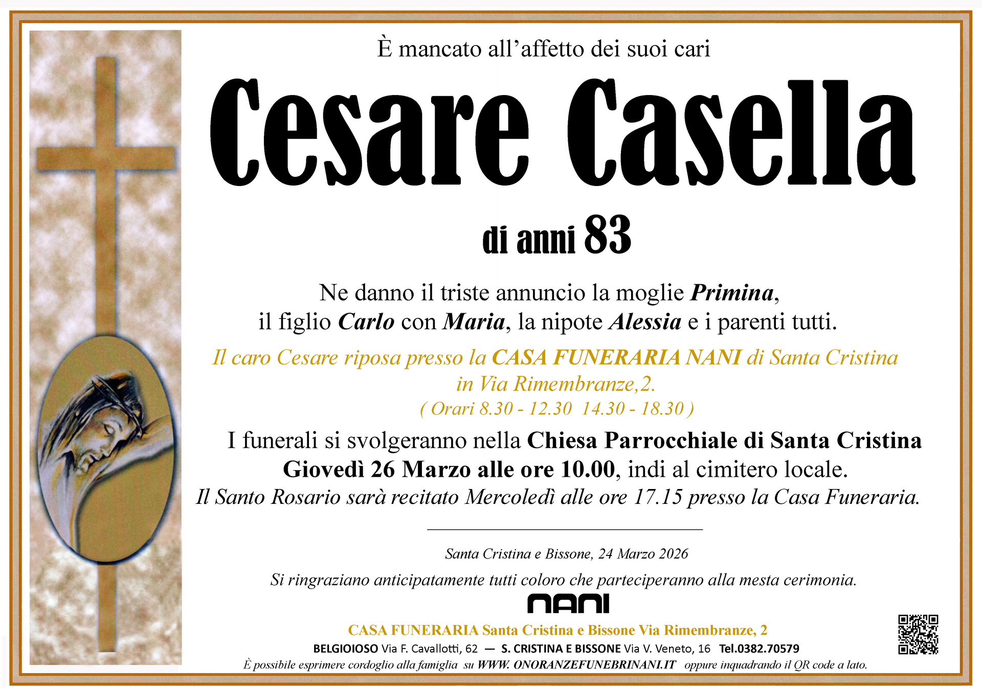 necrologio Cesare Casella