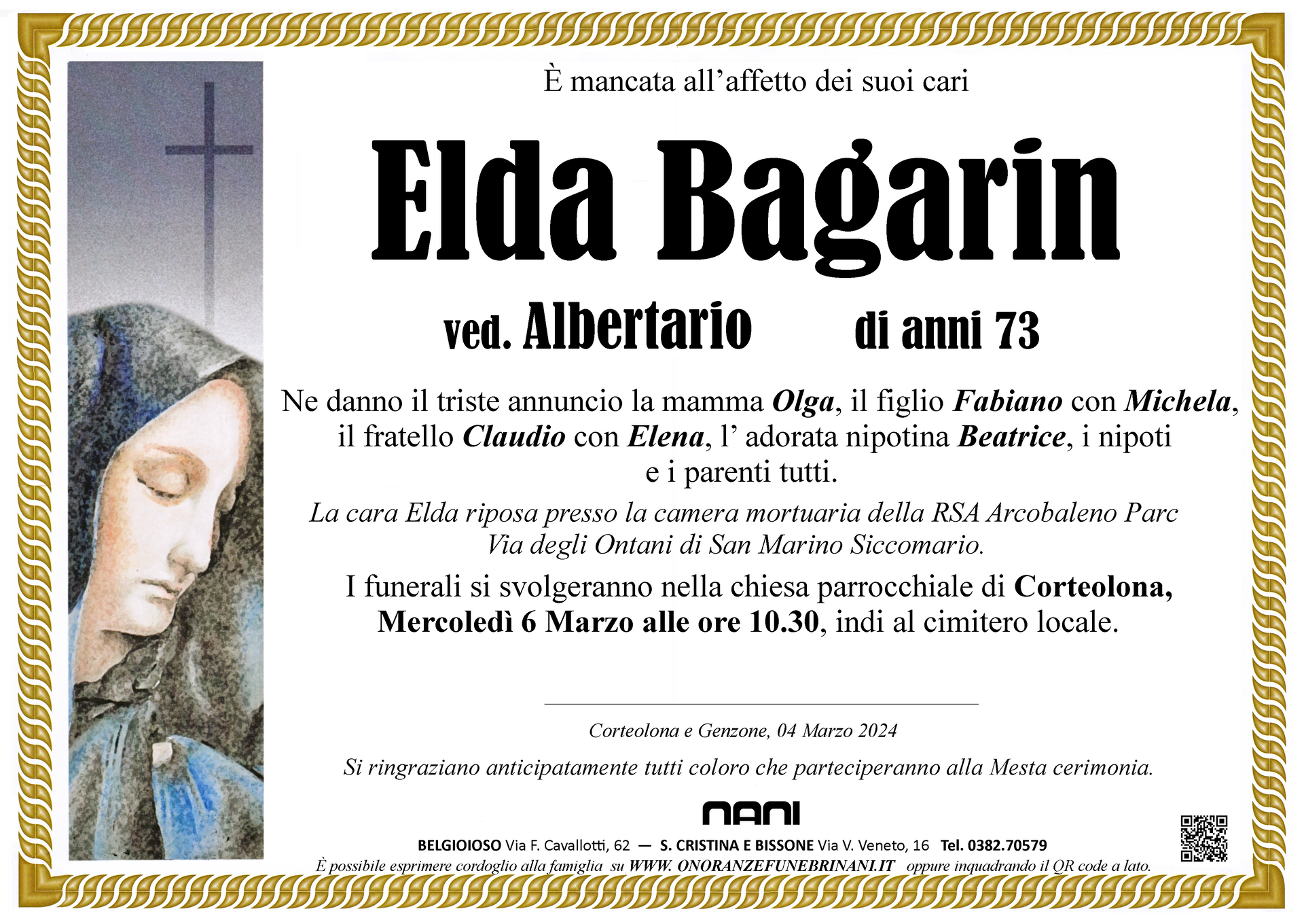 necrologio  Elda Bagarin
