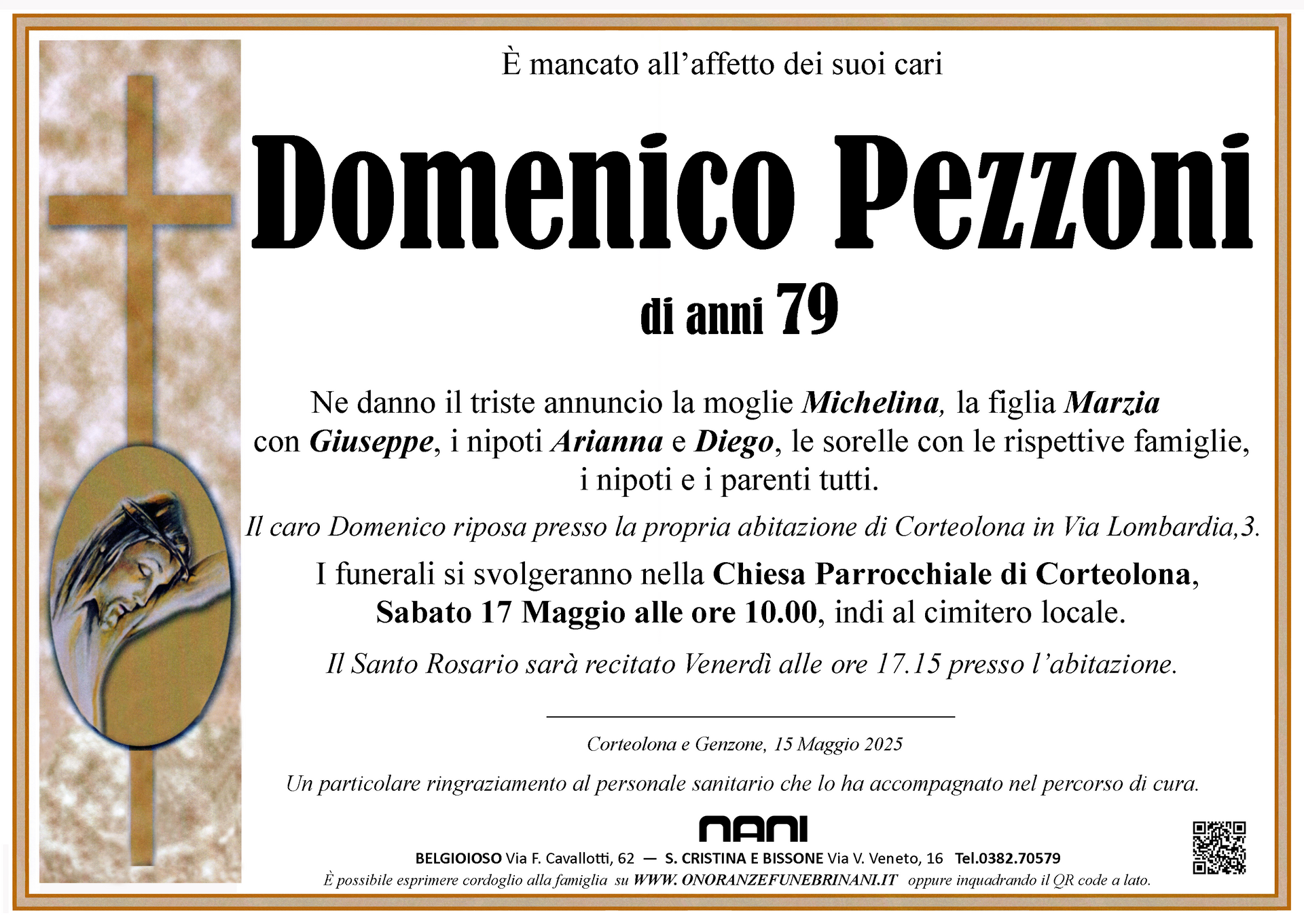 necrologio Domenico Pezzoni