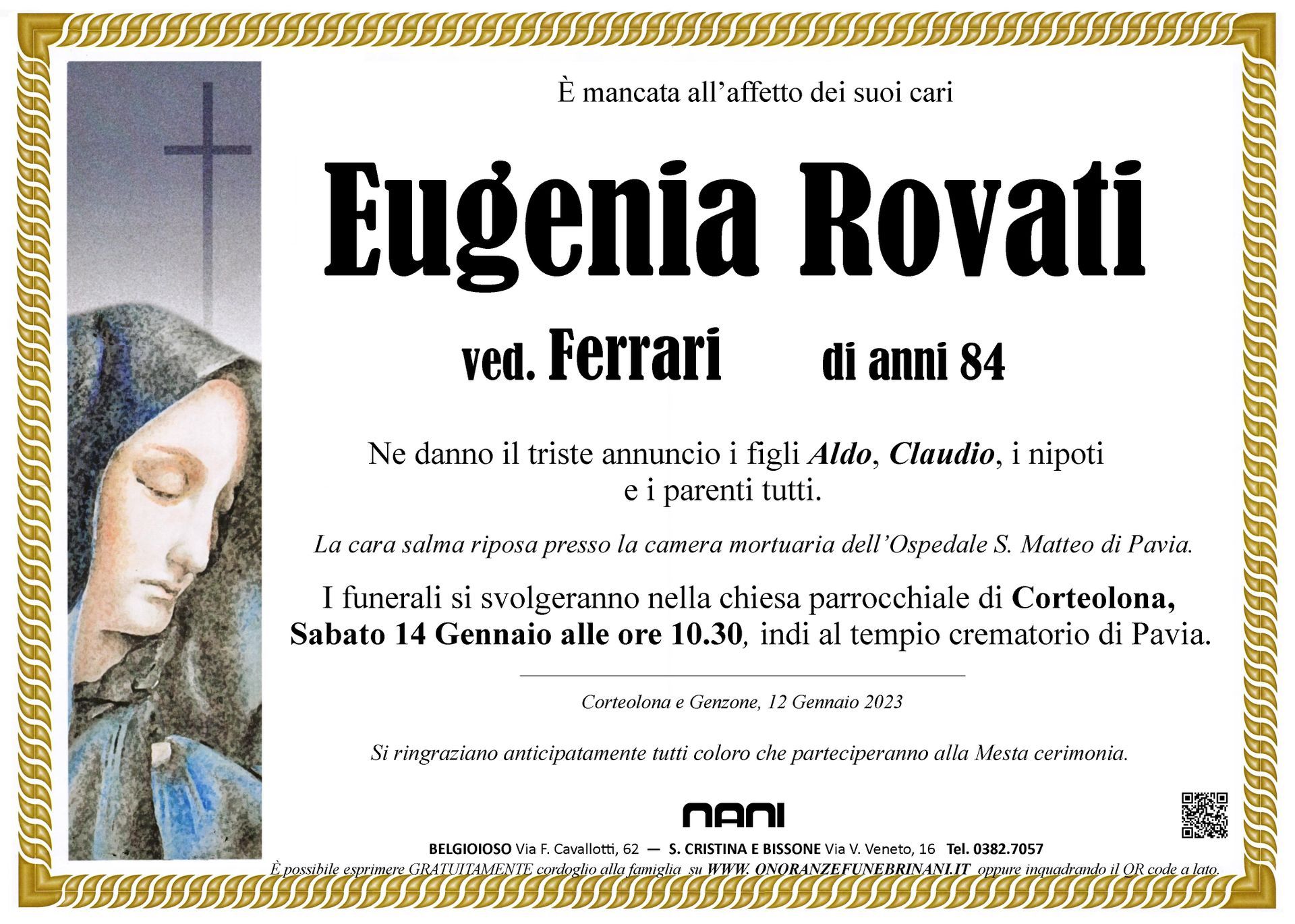 necrologio Eugenia Rovati