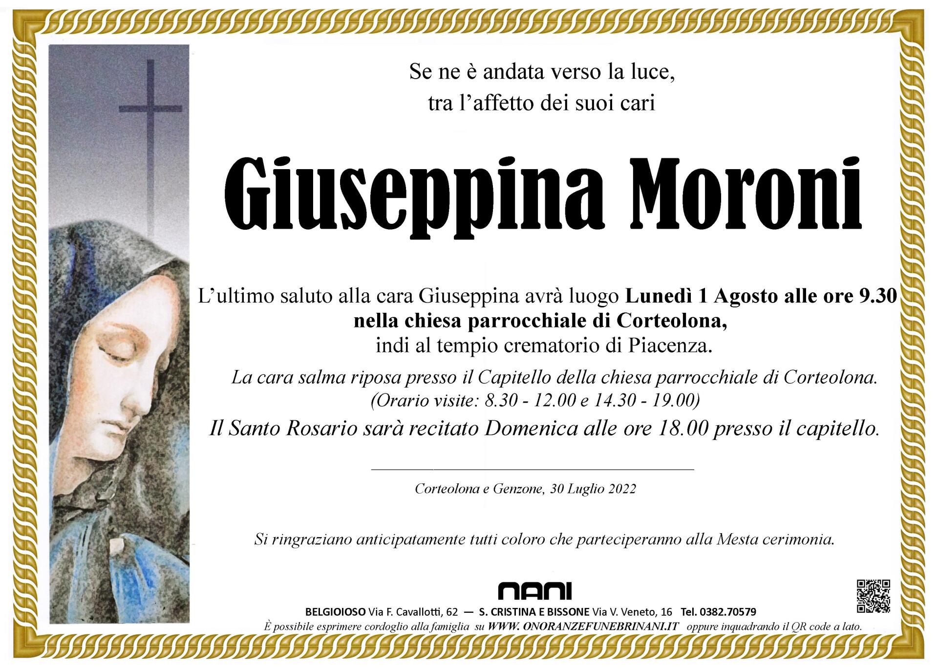 necrologio                                  Giuseppina Moroni