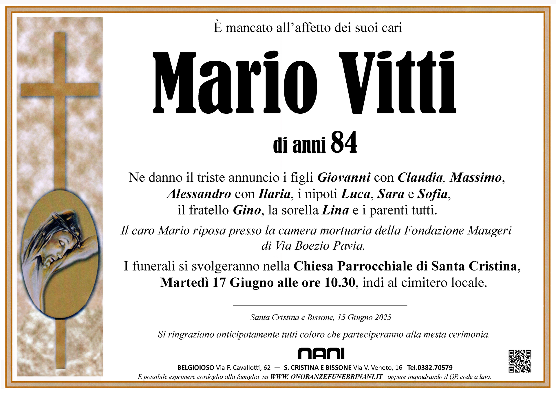 necrologio Mario Vitti
