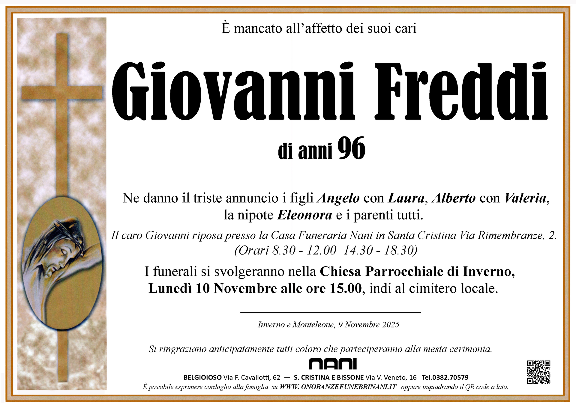 necrologio Giovanni Freddi