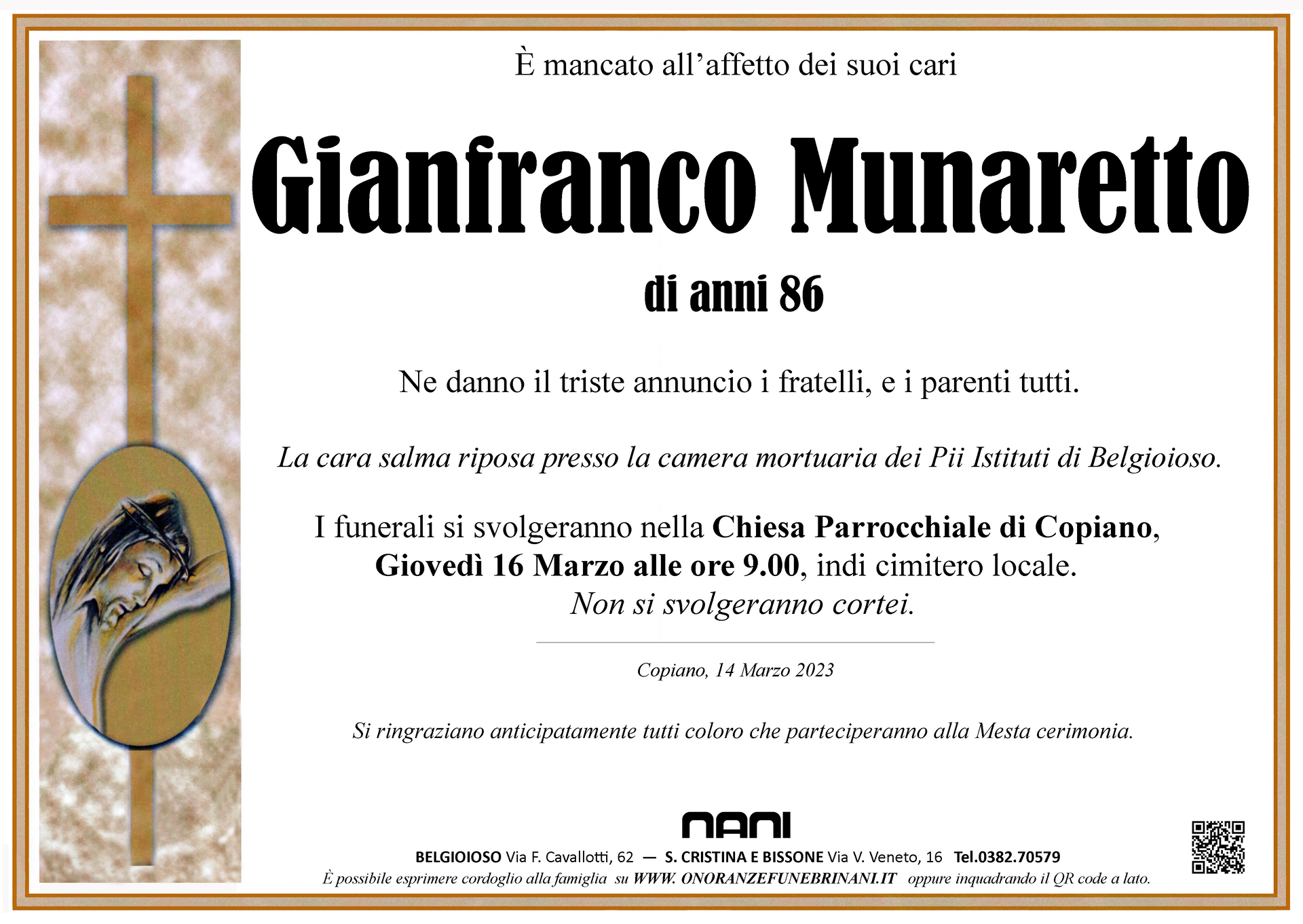 necrologio Gianfranco Munaretto