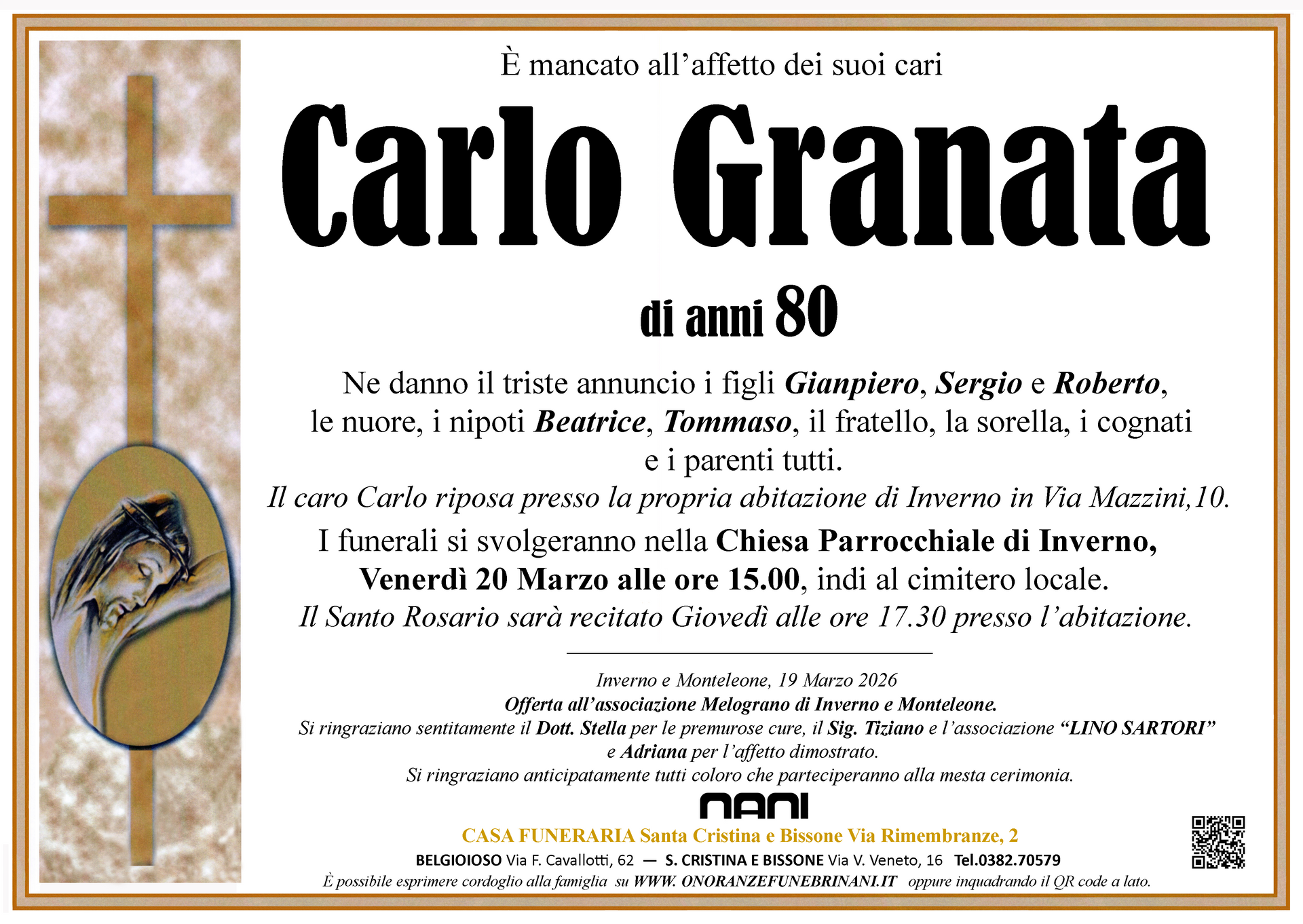 necrologio Carlo Granata