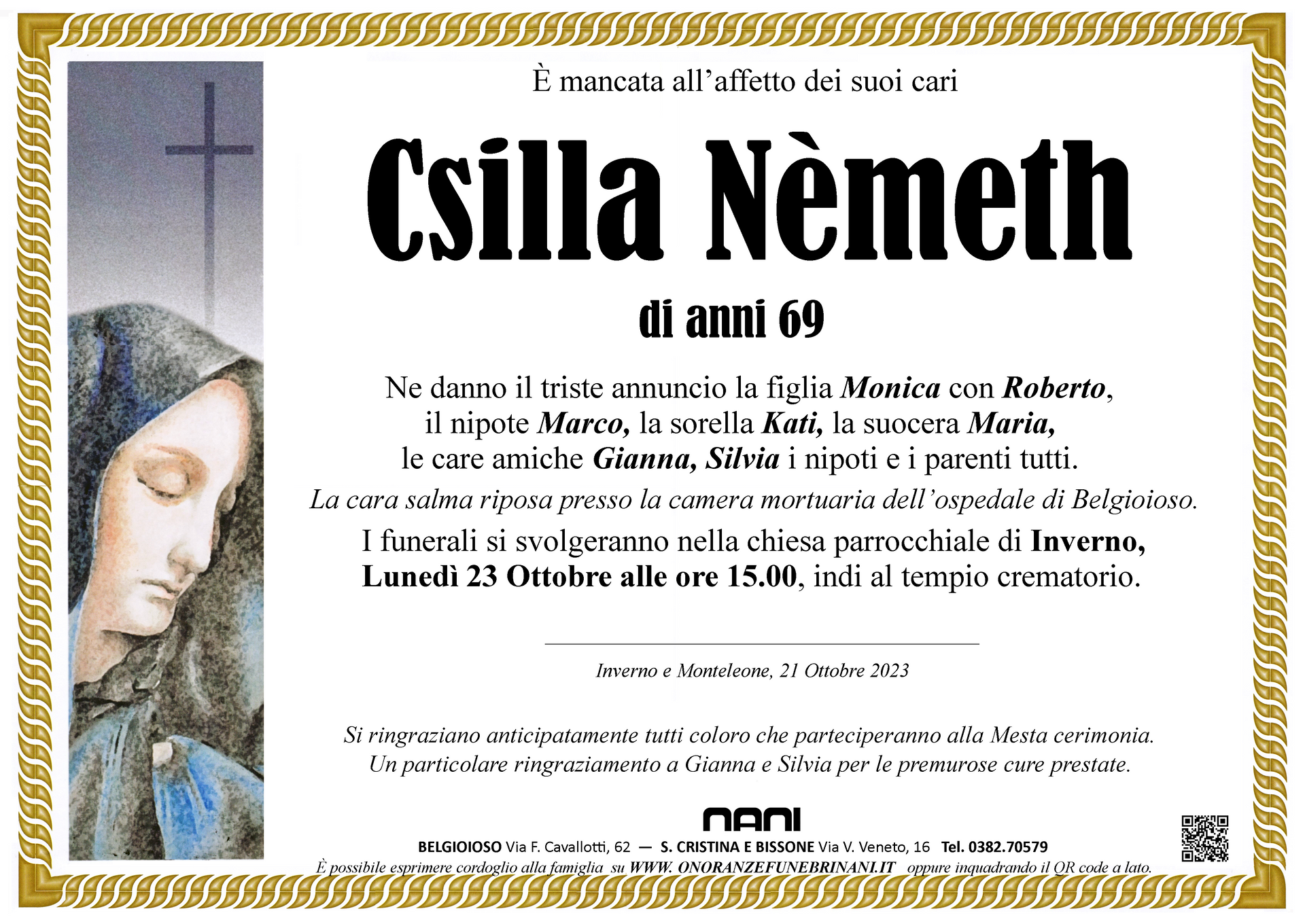 necrologio Csilla Nèmeth