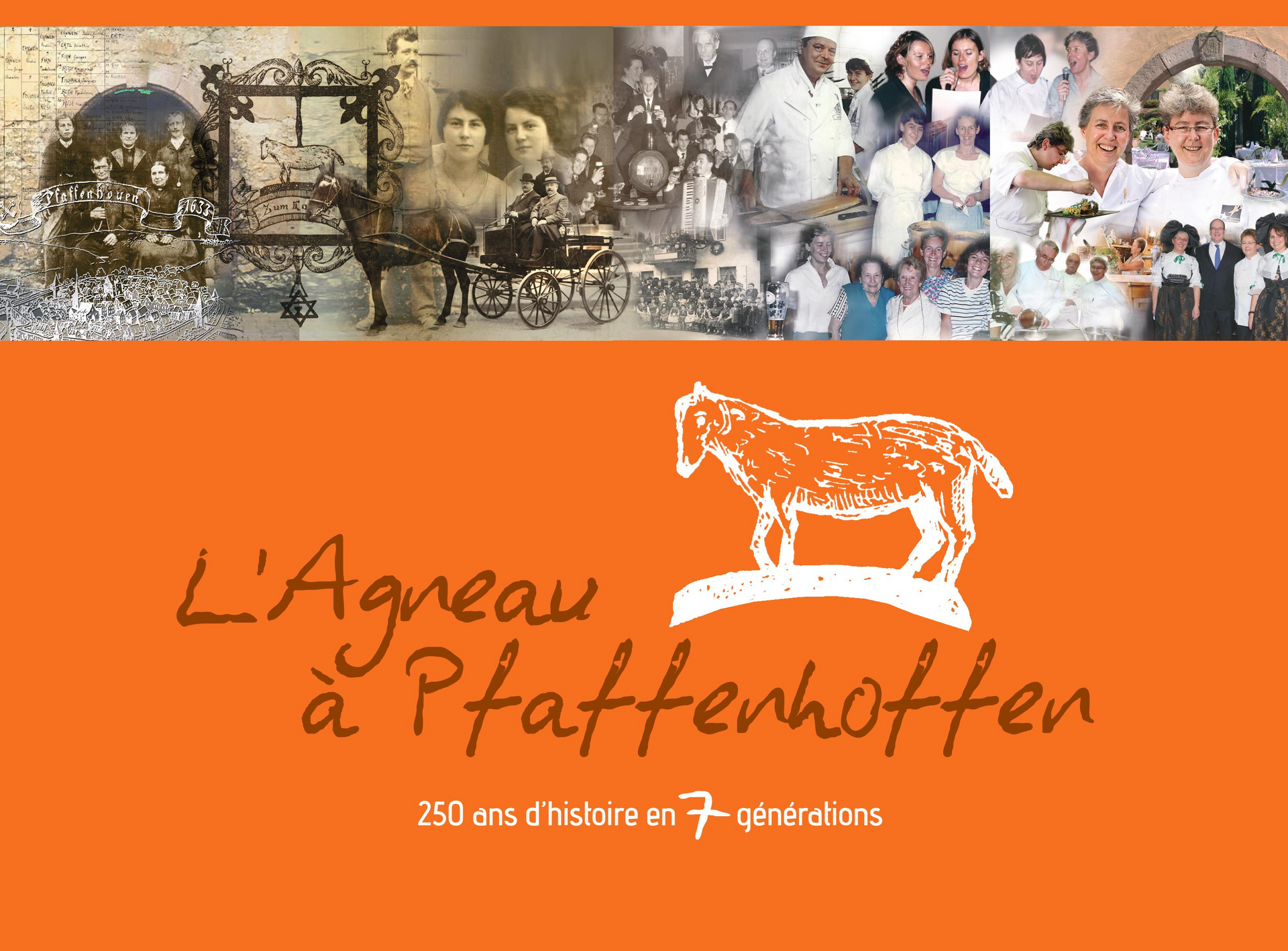 An orange poster with a picture of a goat and the words l' agneau a paffenhoffen