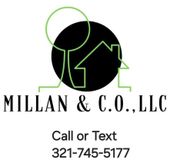 A logo for millan & c.o. llc with a phone number