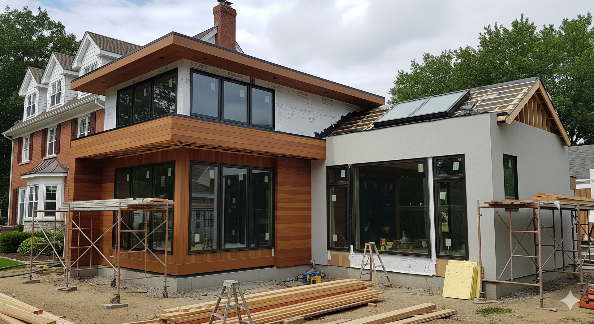 Custom home additions Chester County PA showcasing expanded living room with modern design