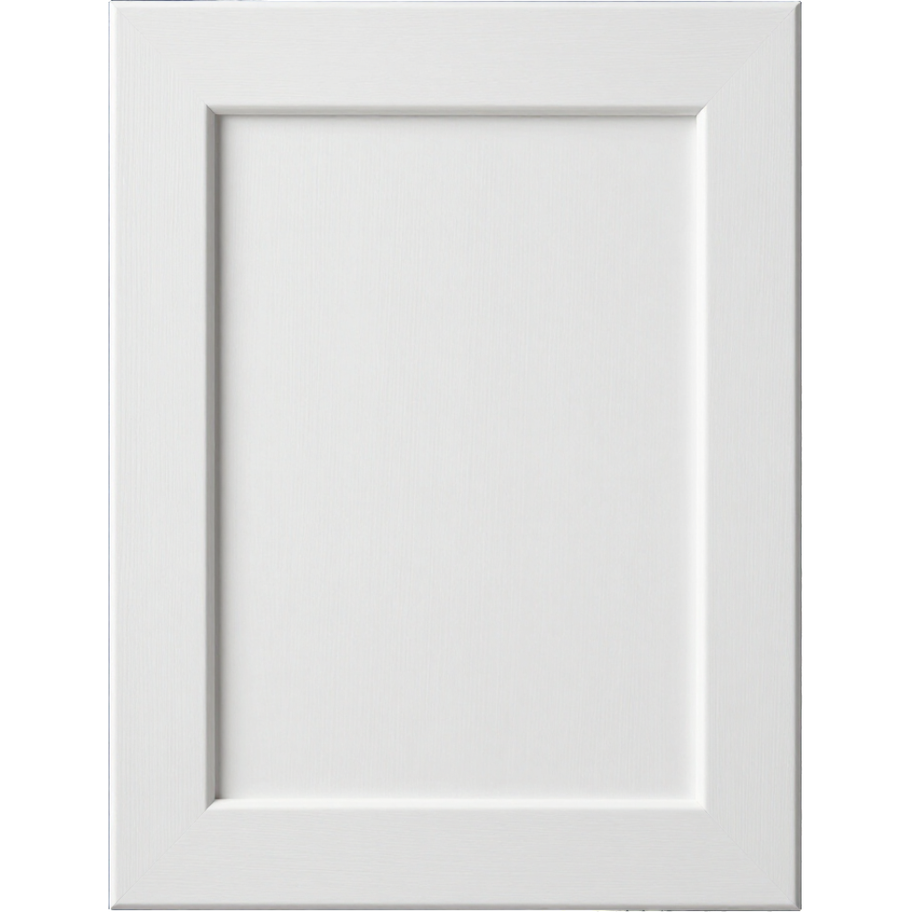 A two-panel shaker-style cabinet door with a matte, warm brown wood grain finish.