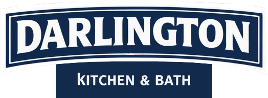 Logo for Darlington Kitchen & Bath featuring white text on a dark blue background.