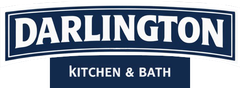 Logo for Darlington Kitchen & Bath featuring white text on a dark blue background.