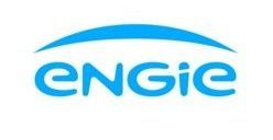 a blue engie logo on a white background .