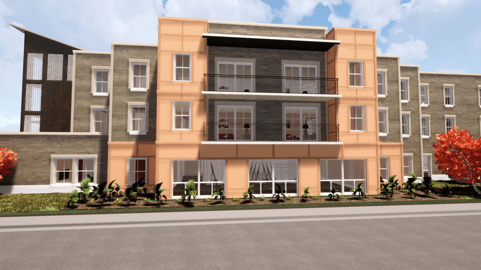 an artist 's impression of a large apartment building