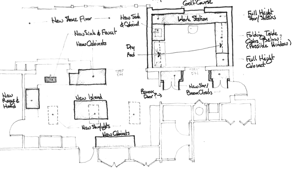 a black and white drawing of a house floor plan