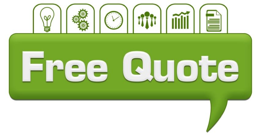 A green speech bubble with the words `` free quote '' on it