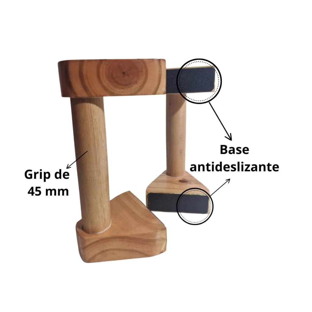 Paralelas de madera con bases antideslizantes y agarre de 45mm.
