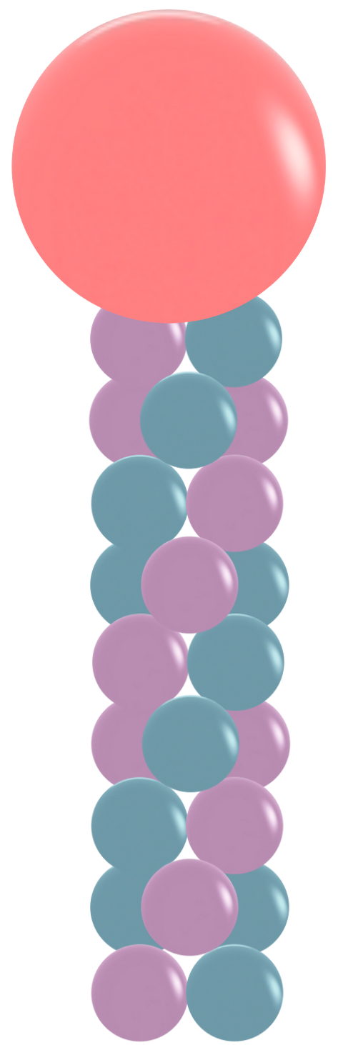 A bunch of balloons are stacked on top of each other on a white background.