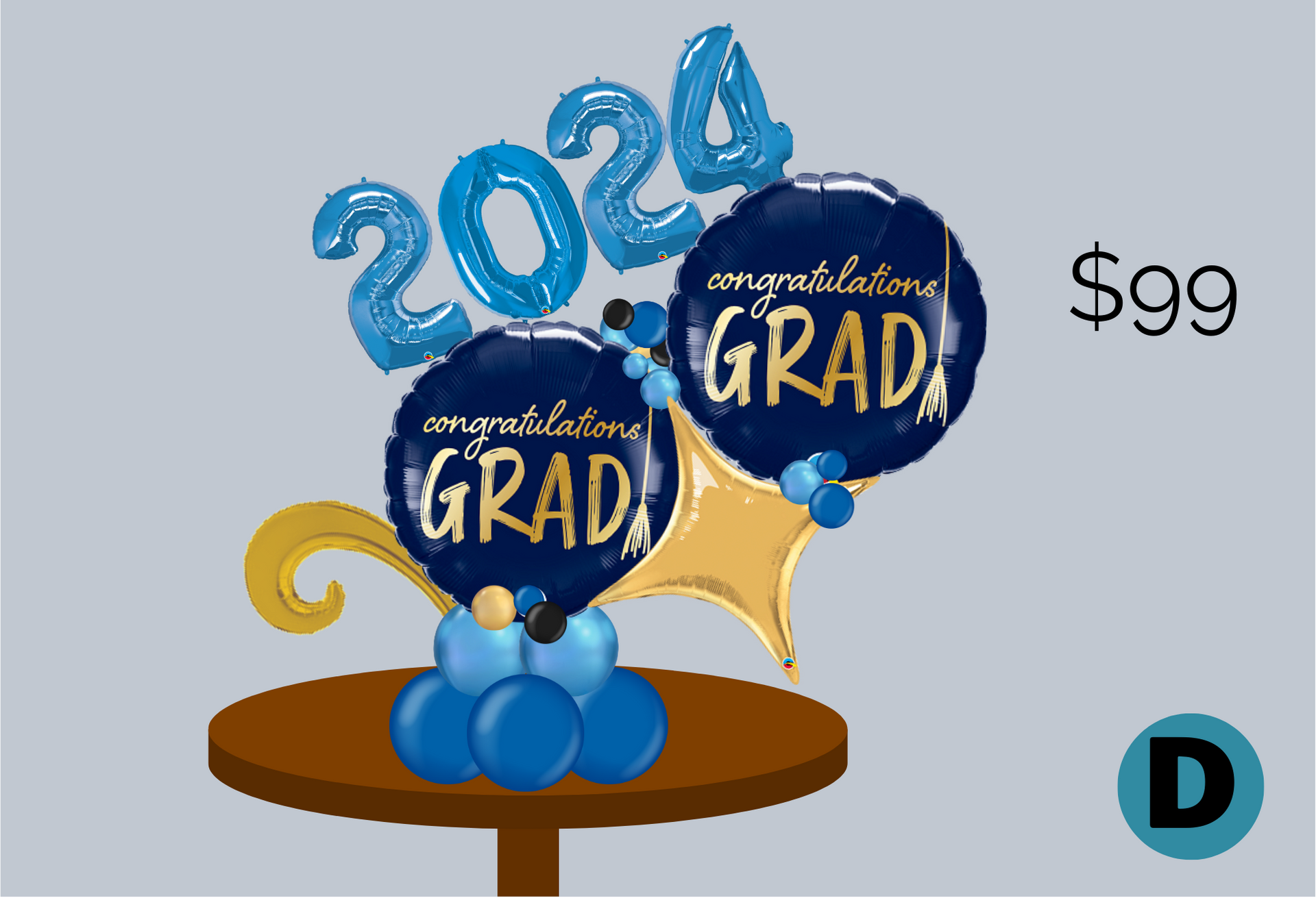 A table topped with balloons and a balloon that says `` graduation ''.
