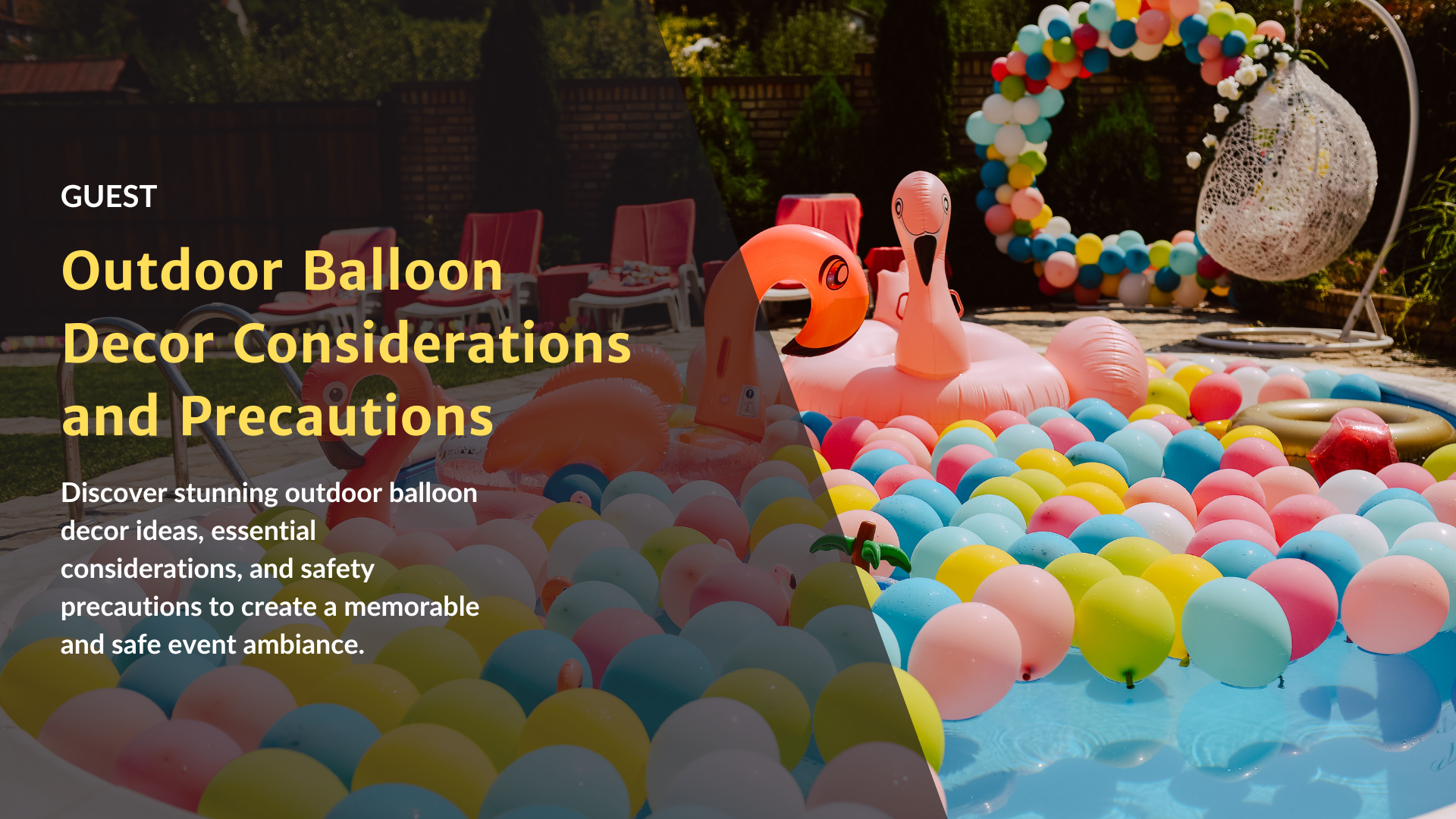 a poster for outdoor balloon decor considerations and precautions