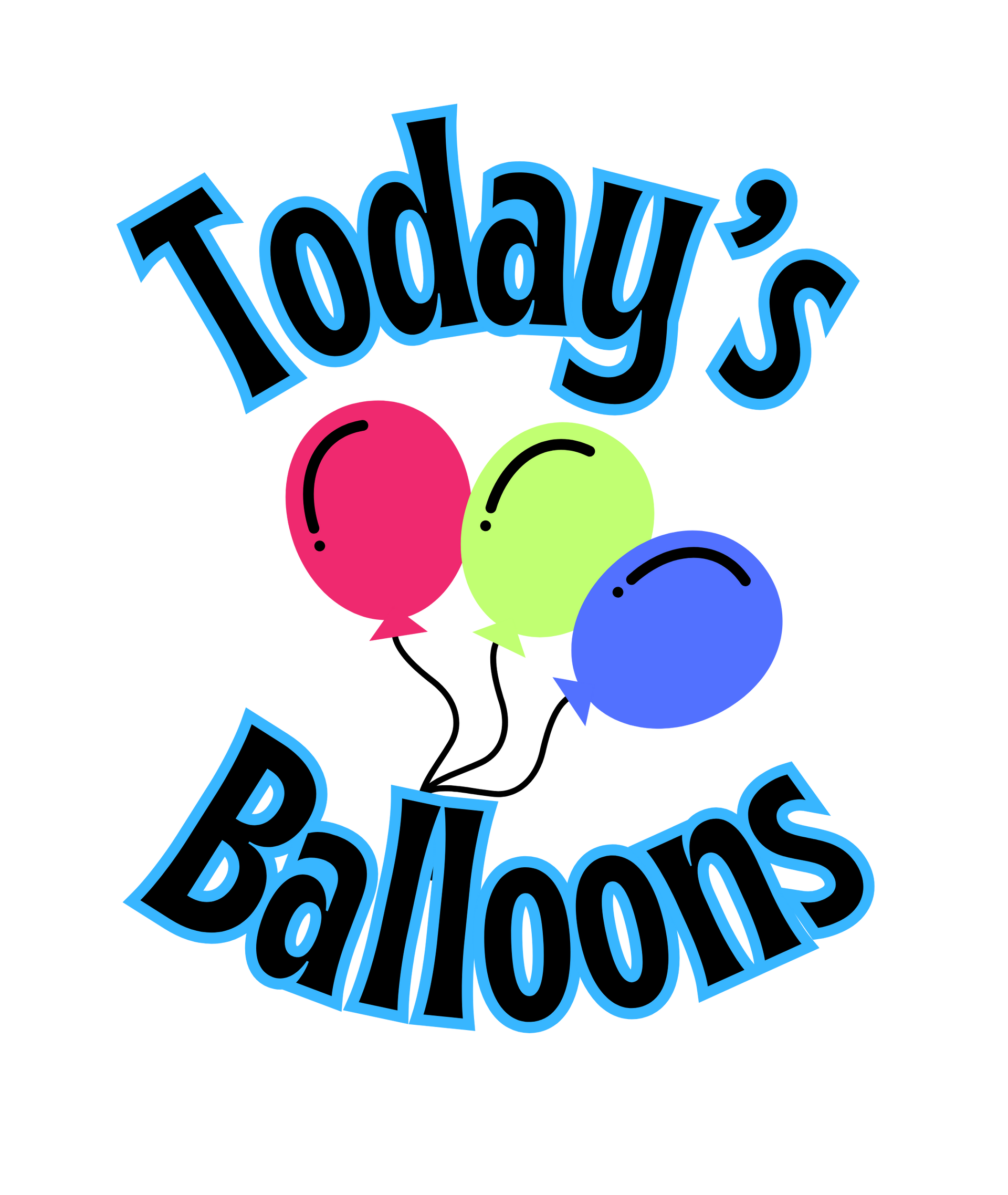 A logo for today 's balloons with three balloons