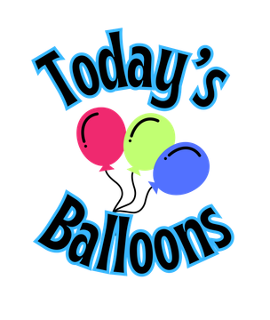 A logo for today 's balloons with three balloons