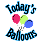 A logo for today 's balloons with three balloons