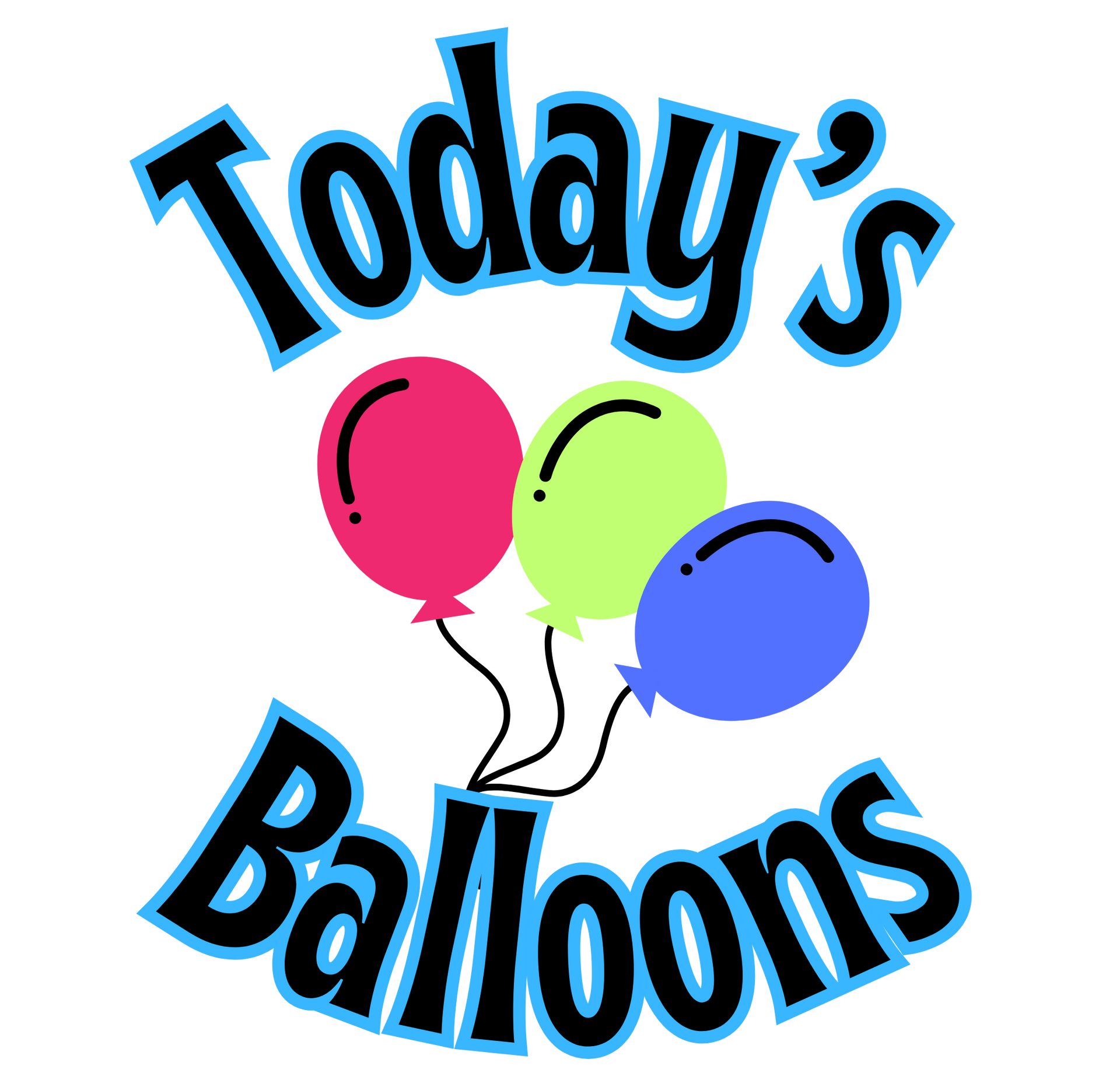 A logo for today 's balloons with three balloons