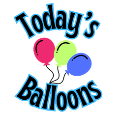 A logo for today 's balloons with three balloons